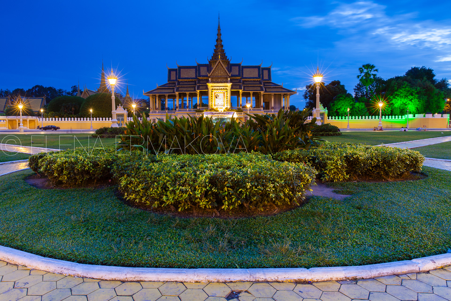 Royal Palace at night, Phnom Penh, Cambodia. Travel photography by Elena Ermakova.