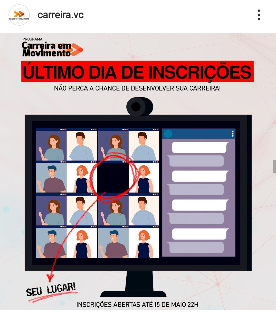 Post no Instagram, divulgando o Curso Online.