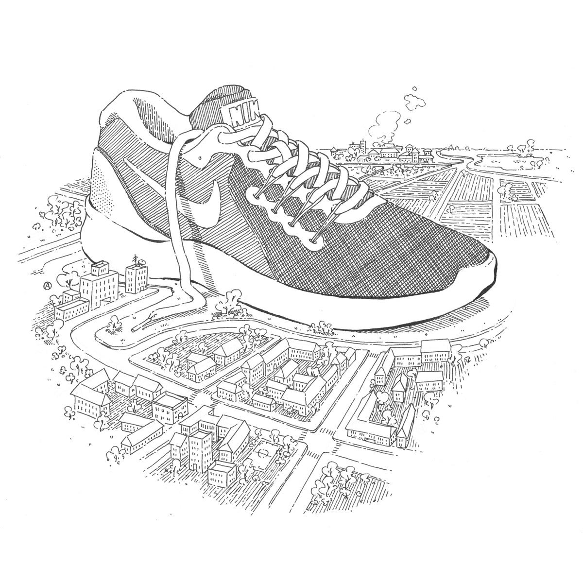 inktober 2017, running shoe illustration, Laufschuh illustration, day 11, analog illustration