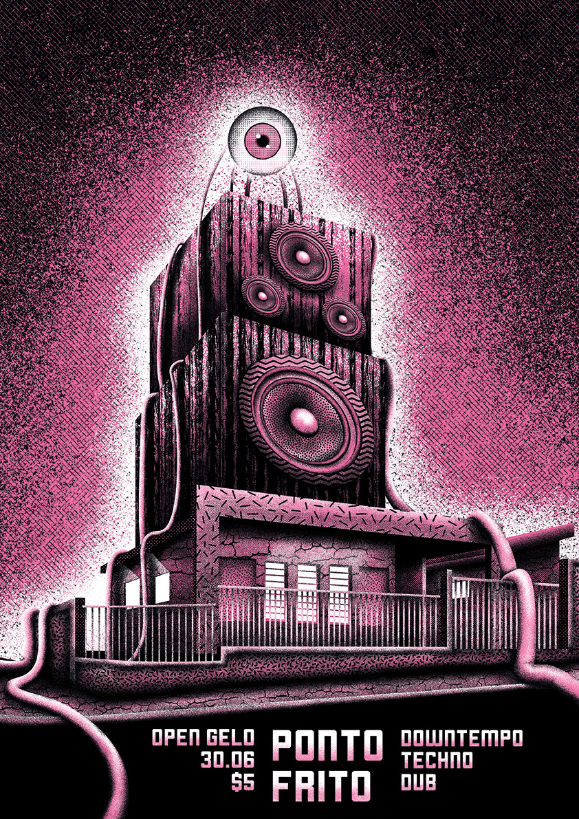 Gig poster for a techno event