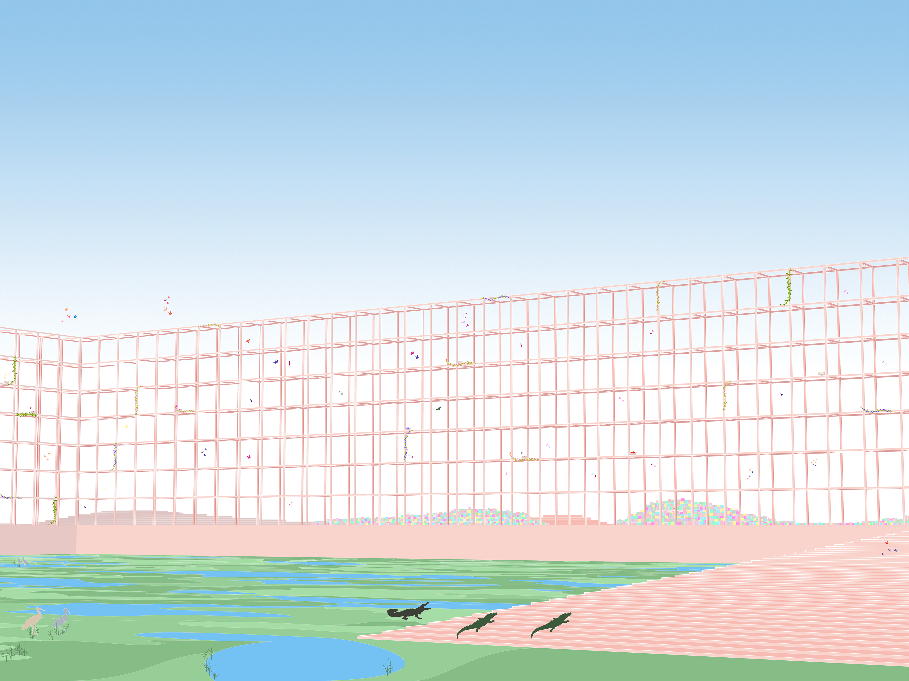 The wildlfe habitats being restored in the Everglades see the mound building to the east
