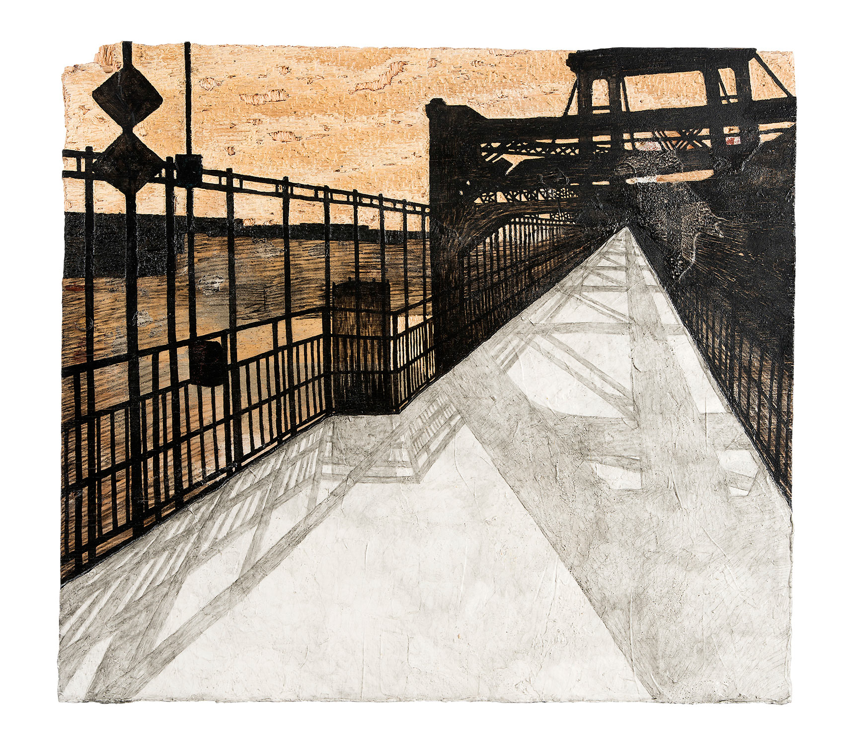 »NYC No. 4«, 2014, marker, cement, water color, enamel on ply wood, carved into ply wood, 61,5 × 55 cm, Artwork by Lena Schmidt, www.lenaschmidt.com, Art, Wood, Drawing, Painting, Carving
