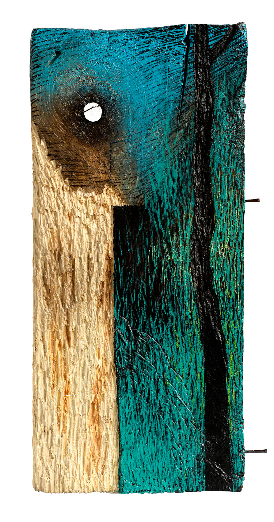 »Mauer«, 2014, acrylic marker, acrylic paint on wood, carved into wood, 41 × 19 cm, Artwork by Lena Schmidt, www.lenaschmidt.com, Art, Wood, Drawing, Painting, Carving