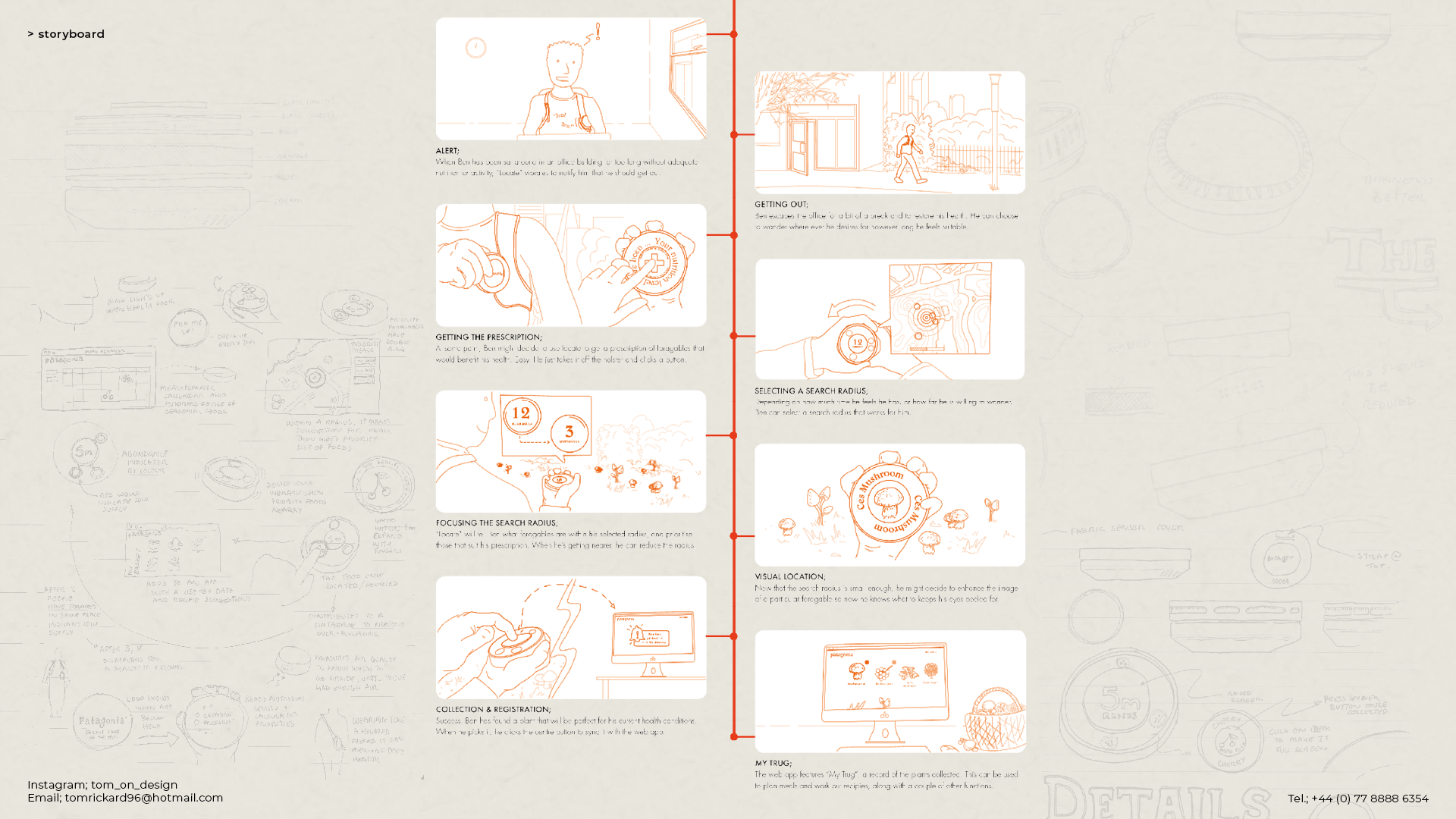 illustrated storyboard of the user experience of the forager locate tool explaining how it would be used