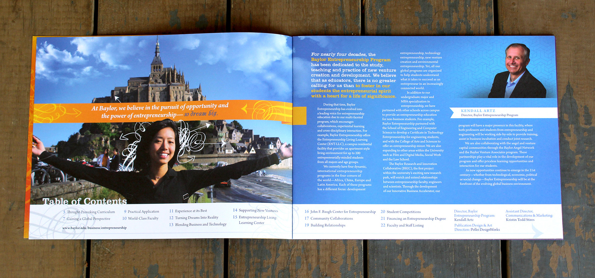 Entrepreneurship Viewbook, Client: Baylor Business, Art Direction: Patrick Pollei