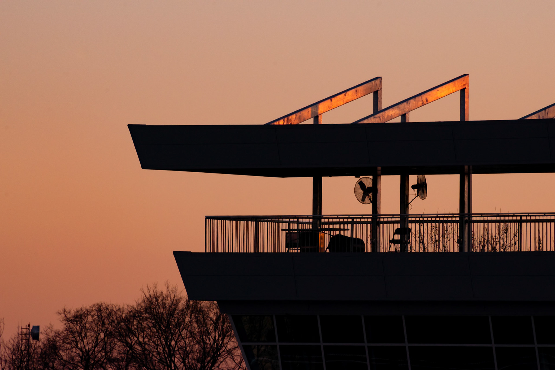Memorial Stadium at sunset