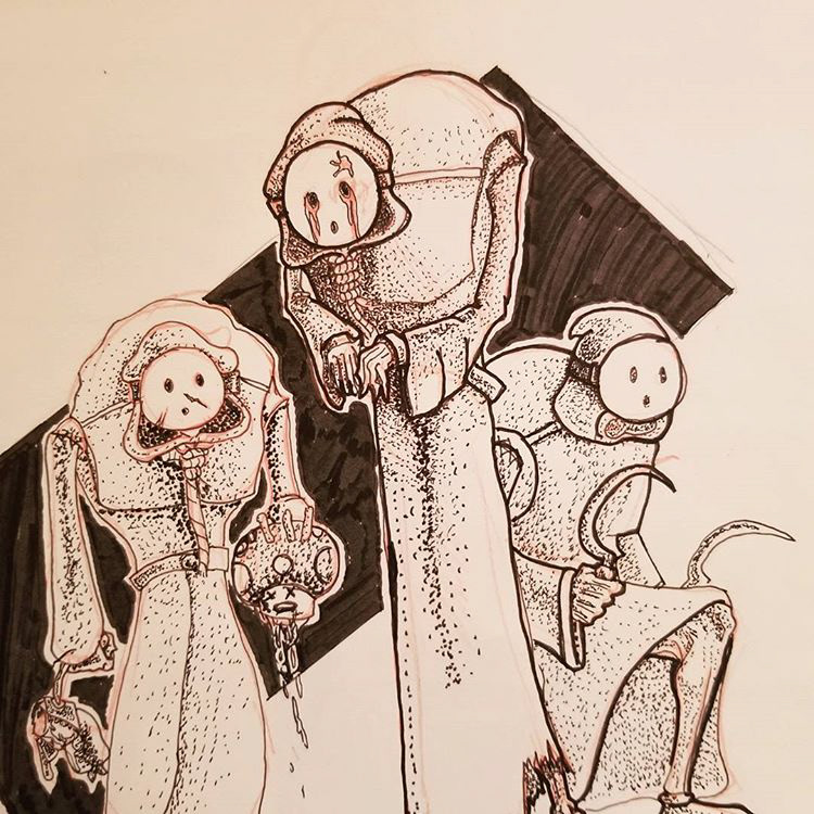 Horror-themed "Shy Guys" from Super Mario Bros done for Inktober 2017