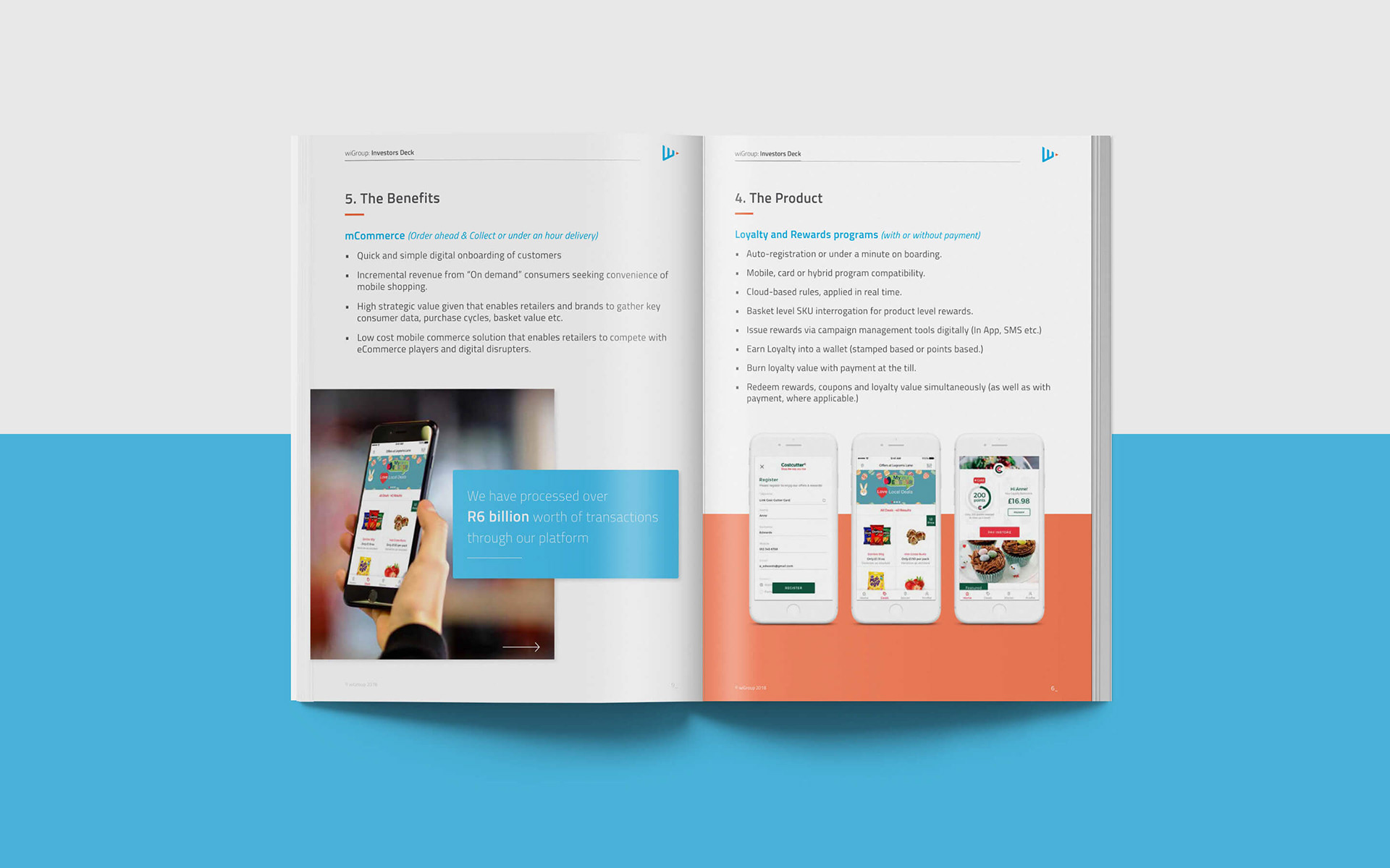 Layout design for the investor deck for WiGroup.