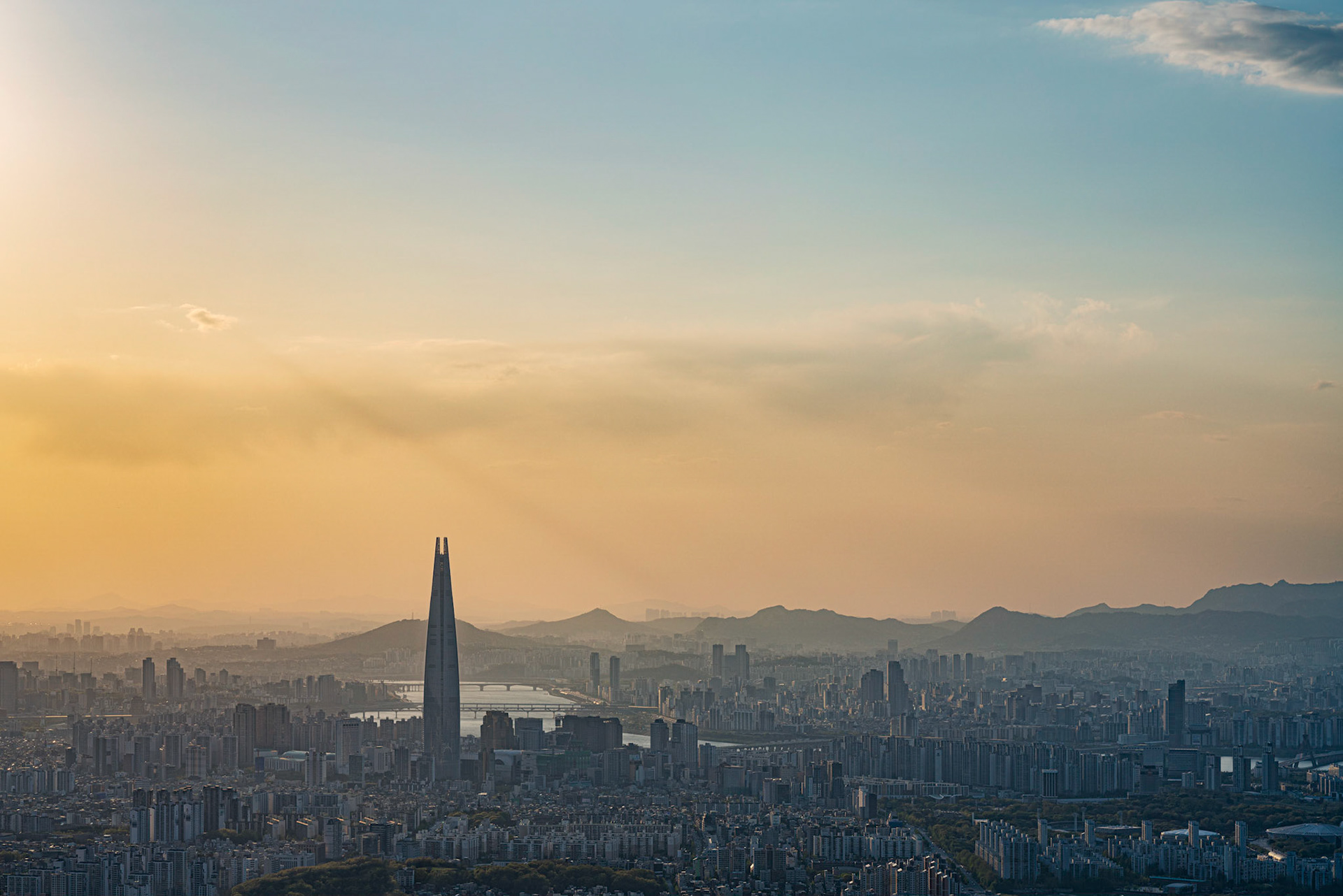 Namhansanseong, South Korea - 26 APRIL 2020: Namhansanseong Provincial Park, home to the fortress of the same name, is a UNESCO world heritage site with sweeping views of southern Seoul.