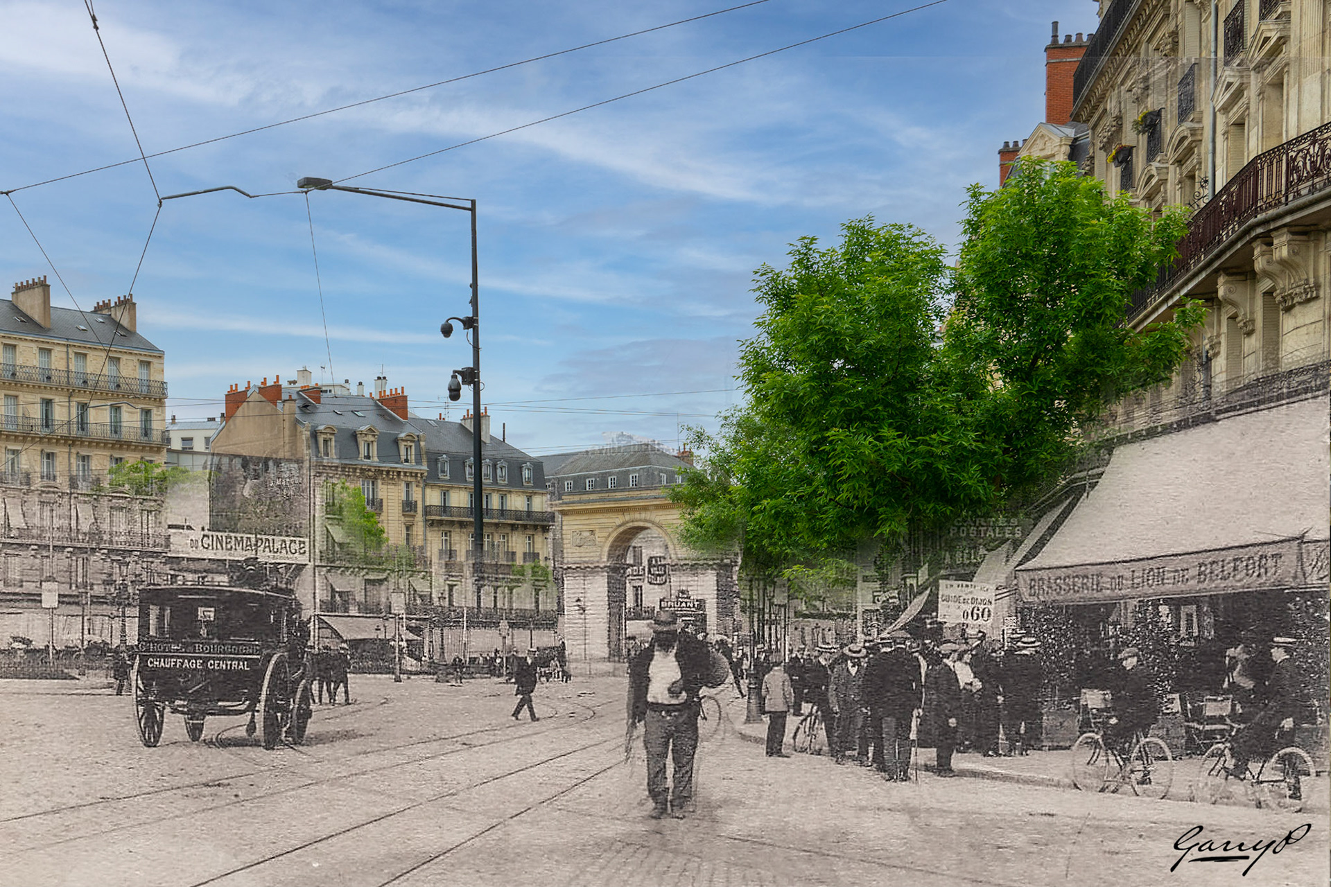 Place Darcy with horse drawn carriage, Dijon