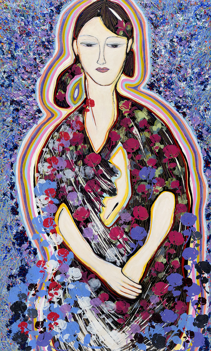 MODIGLIANI MONET ME MONOTRIBES 1 oil on canvas, 60 by 36 inches, 2019, Hermann Lederle