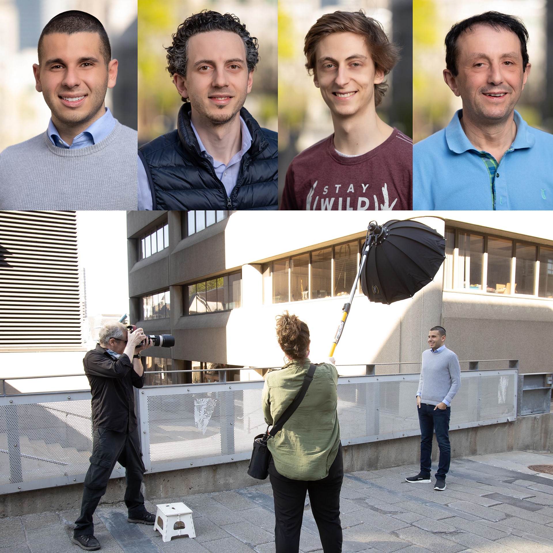 An example of socially-distanced portraiture in action. These are members of Stenoa, winners of the 2020 Hakim Family Innovation Prize. May 2020. 