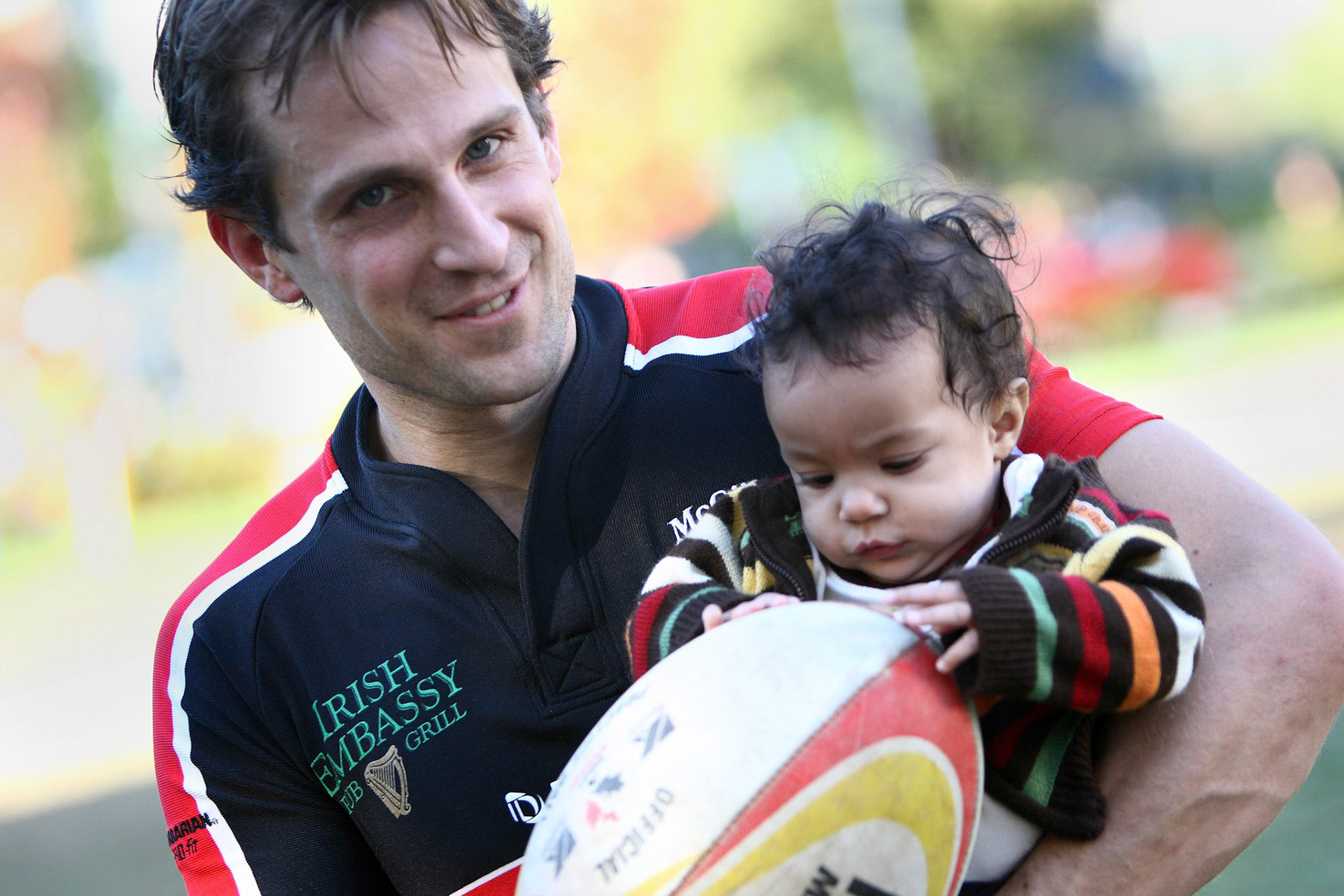 Lukas Grinder in a lower-intensity moment after the McGill-Harvard rugby match.