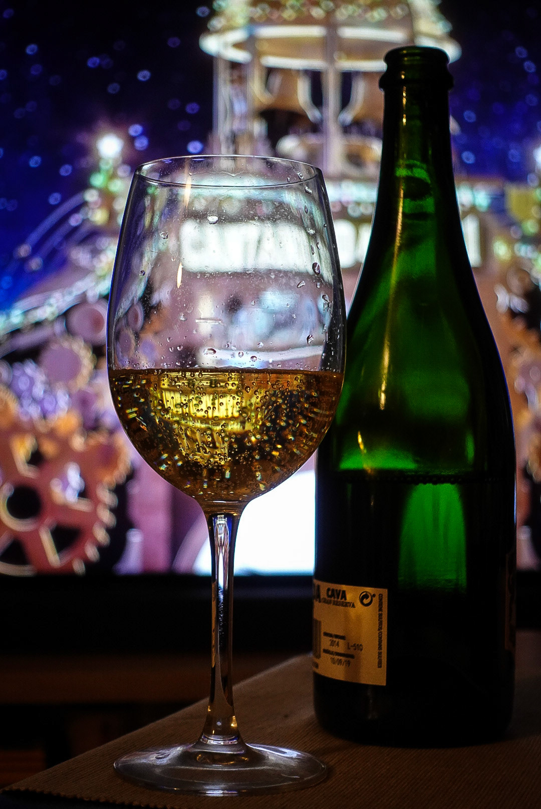 Toasting with cava.