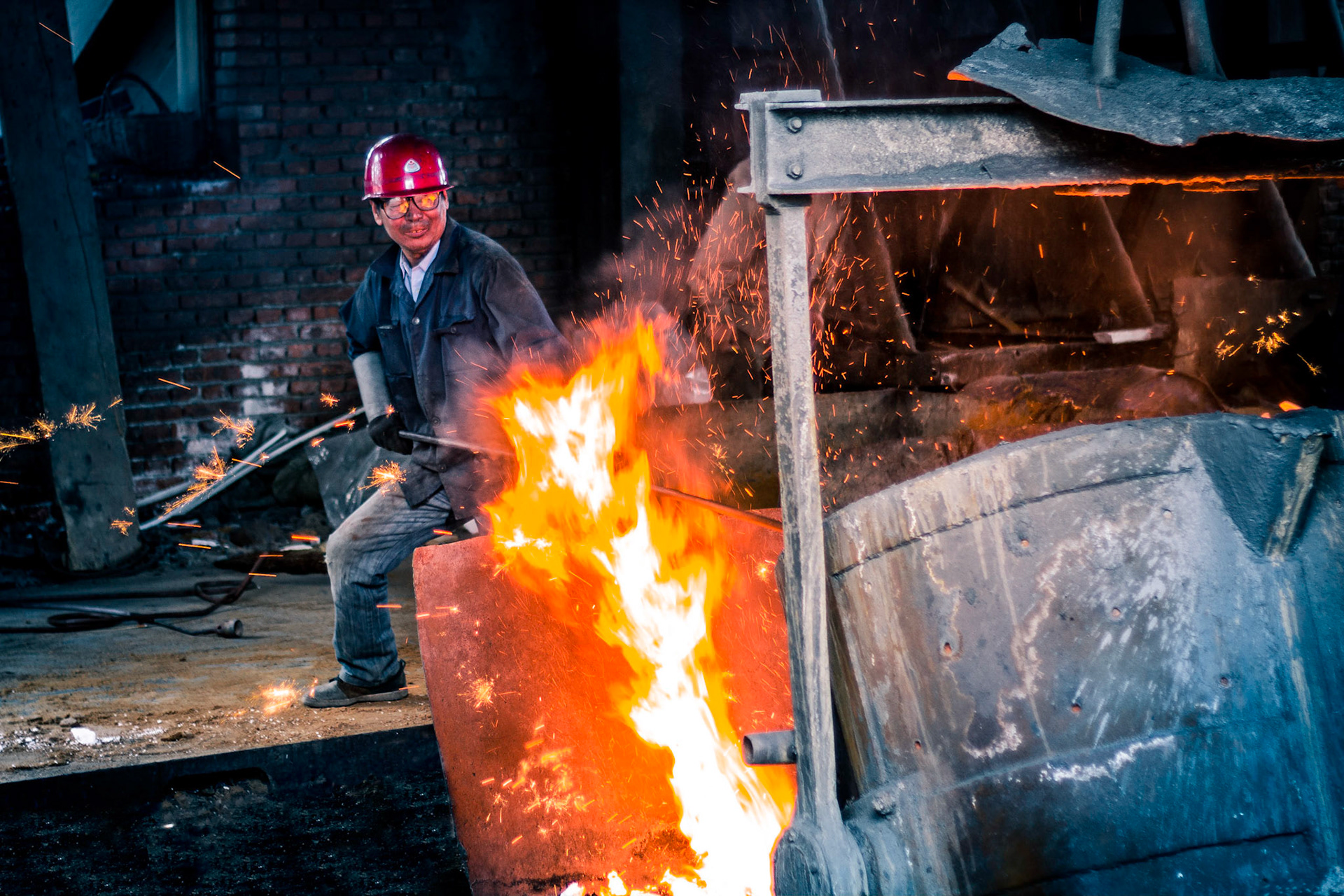 Steel workers in China