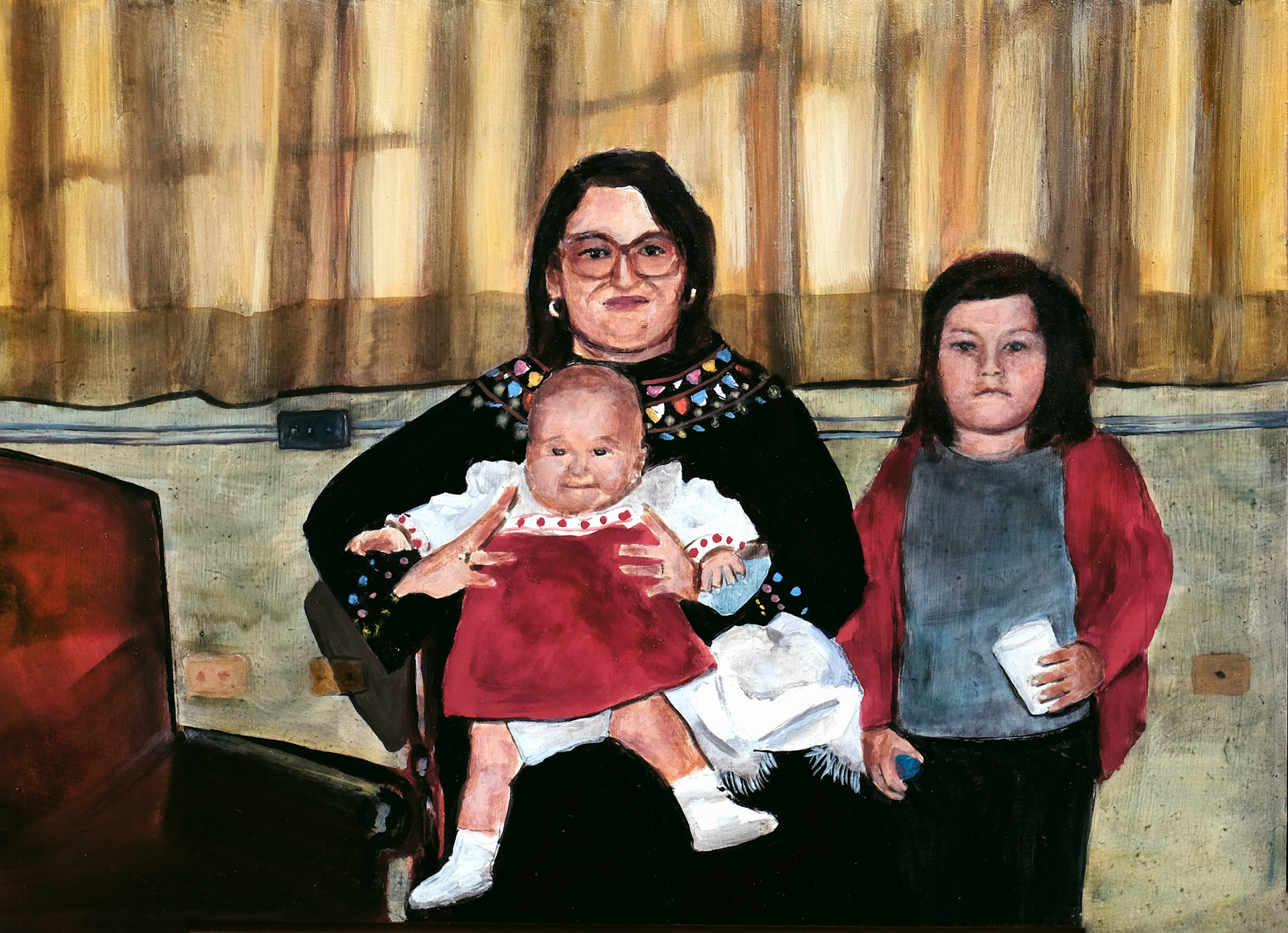“Mom & Daughters”, 2019, oil on panel, 10 x 14 inches