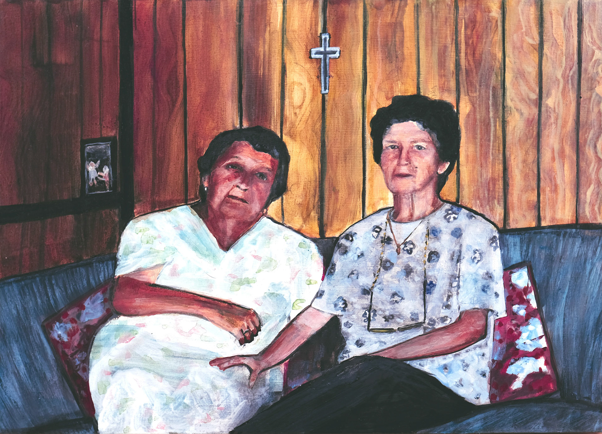 “Tia Sirenia & Grandma”, 2019, oil on panel, 10 x 14 inches