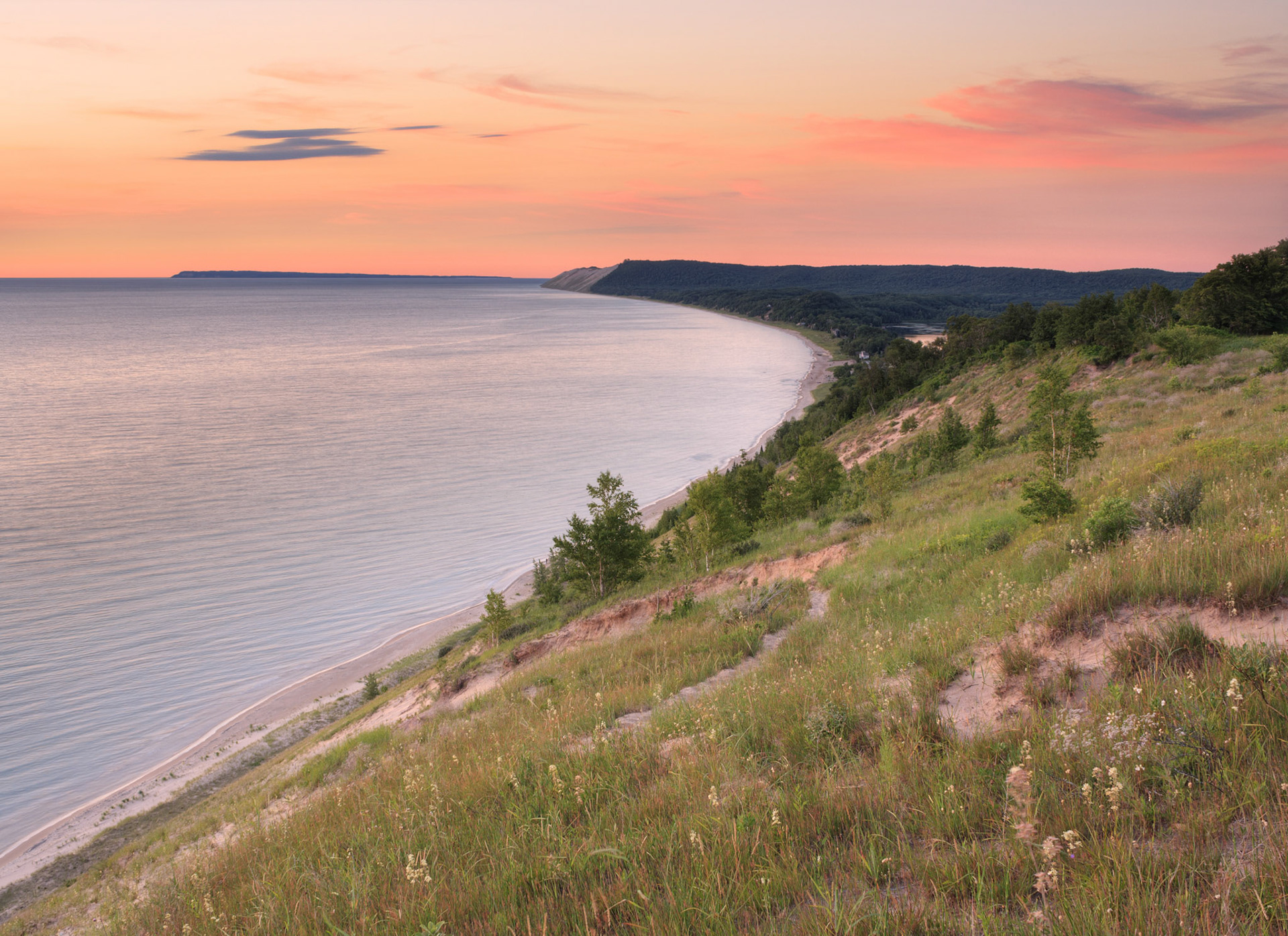 Sunset on Sleeping Bear Dunes from Empire Bluff, Sleeping Bear Dunes National Lakeshore, Michigan