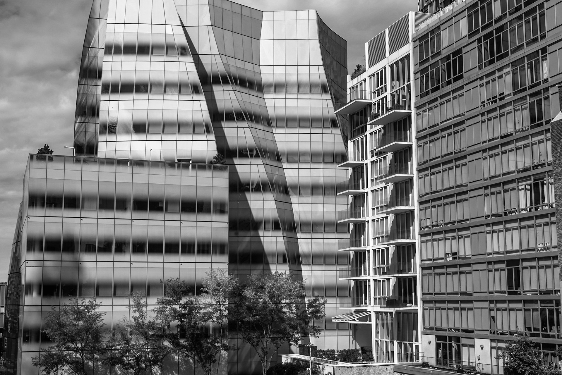 Graphic lines of interesting buildings make for great black & white shots, Manhattan