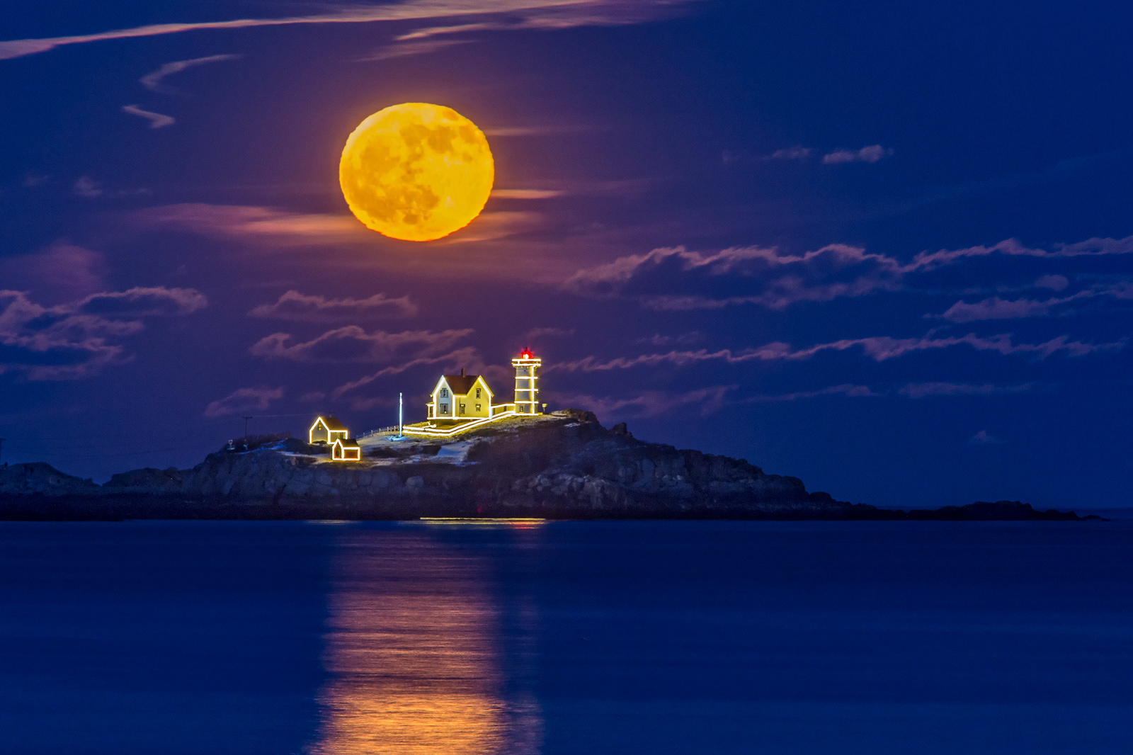 Full Moon Over Nubble Light