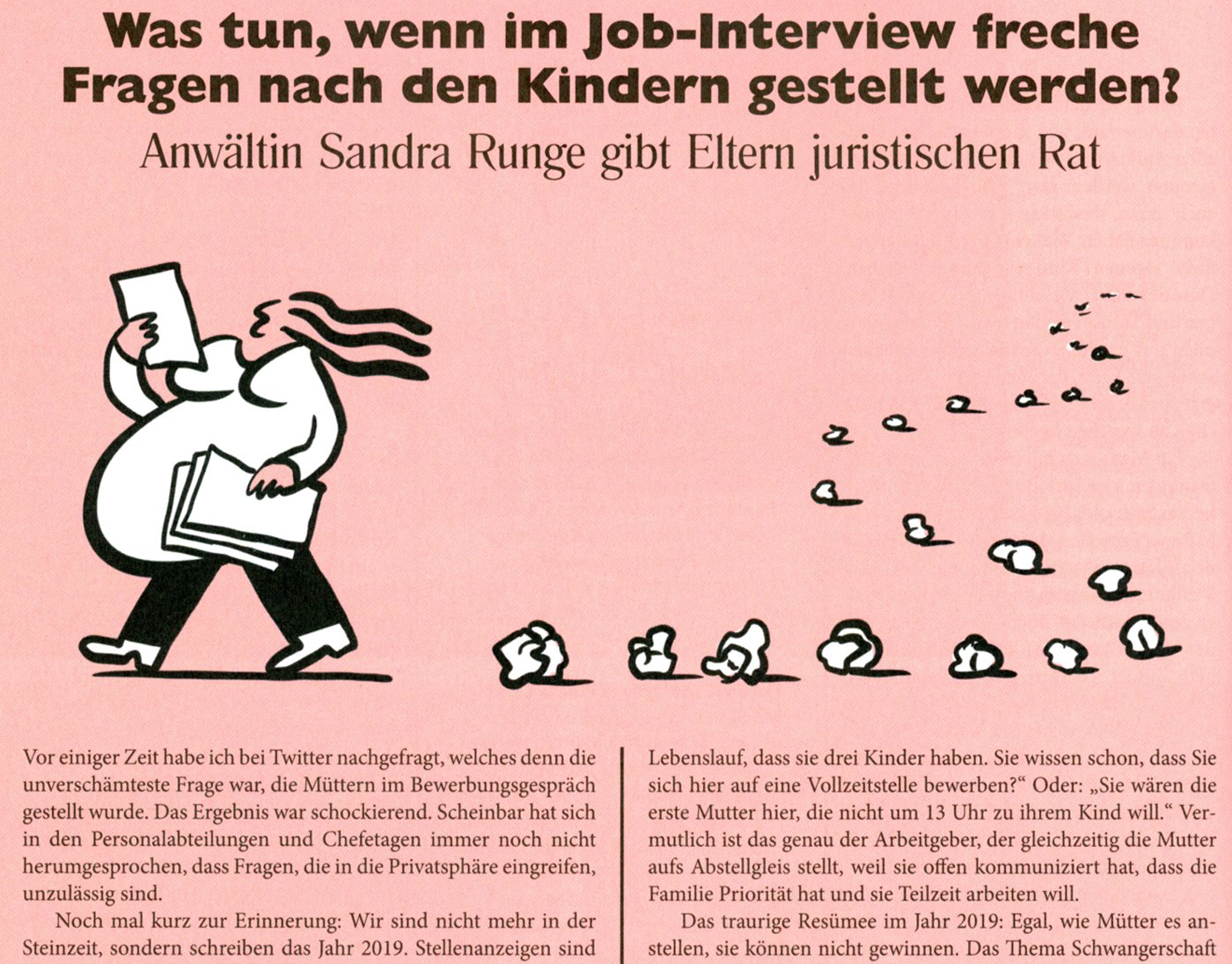 Was tun, wenn im Job-Interview freche Fragen nach den Kindern gestellt werden?