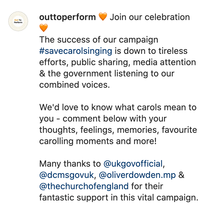 Call-to-action for political/arts pressure group, Out To Perform.
