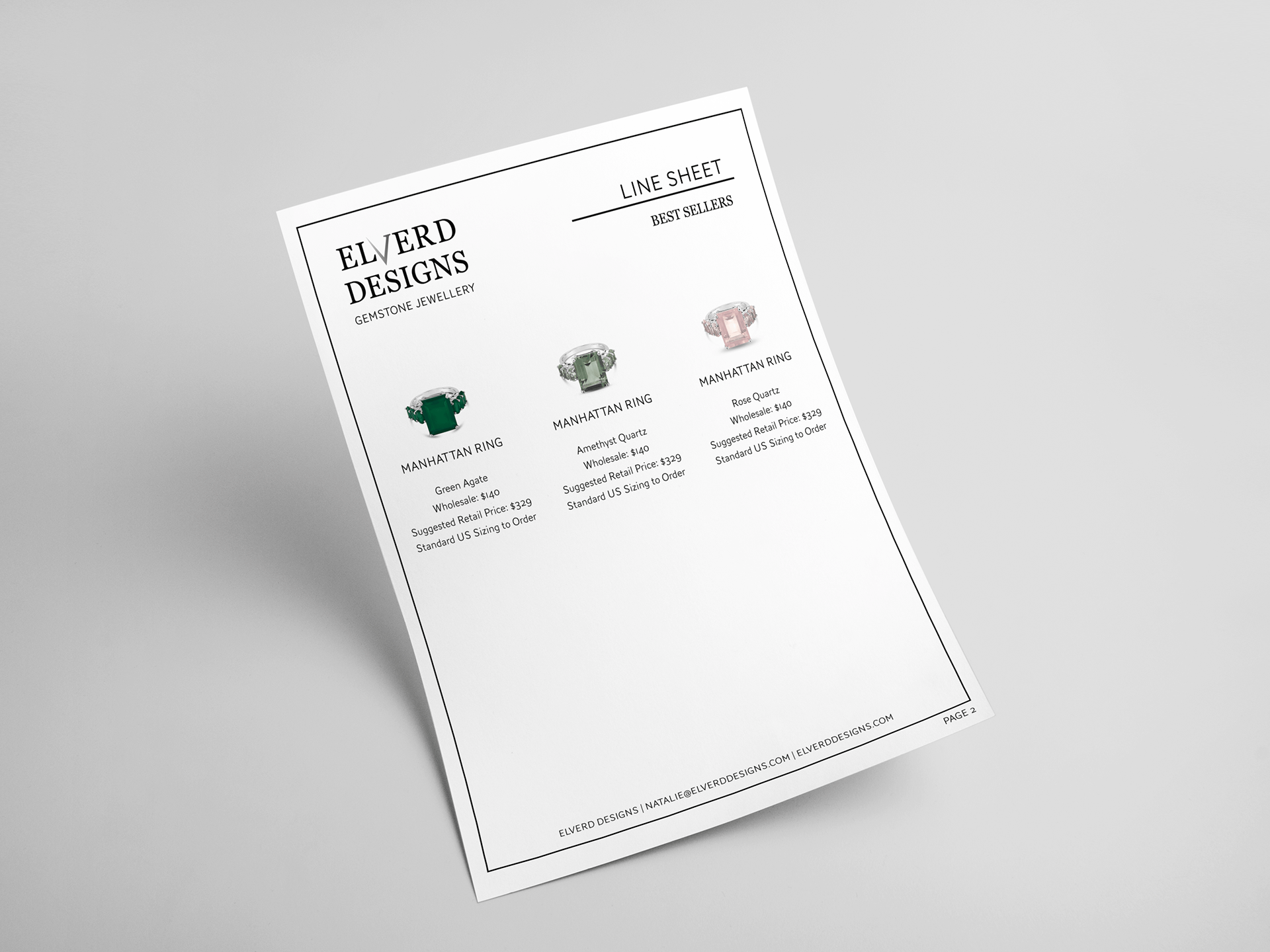 Handout: Line Sheet - Best Sellers