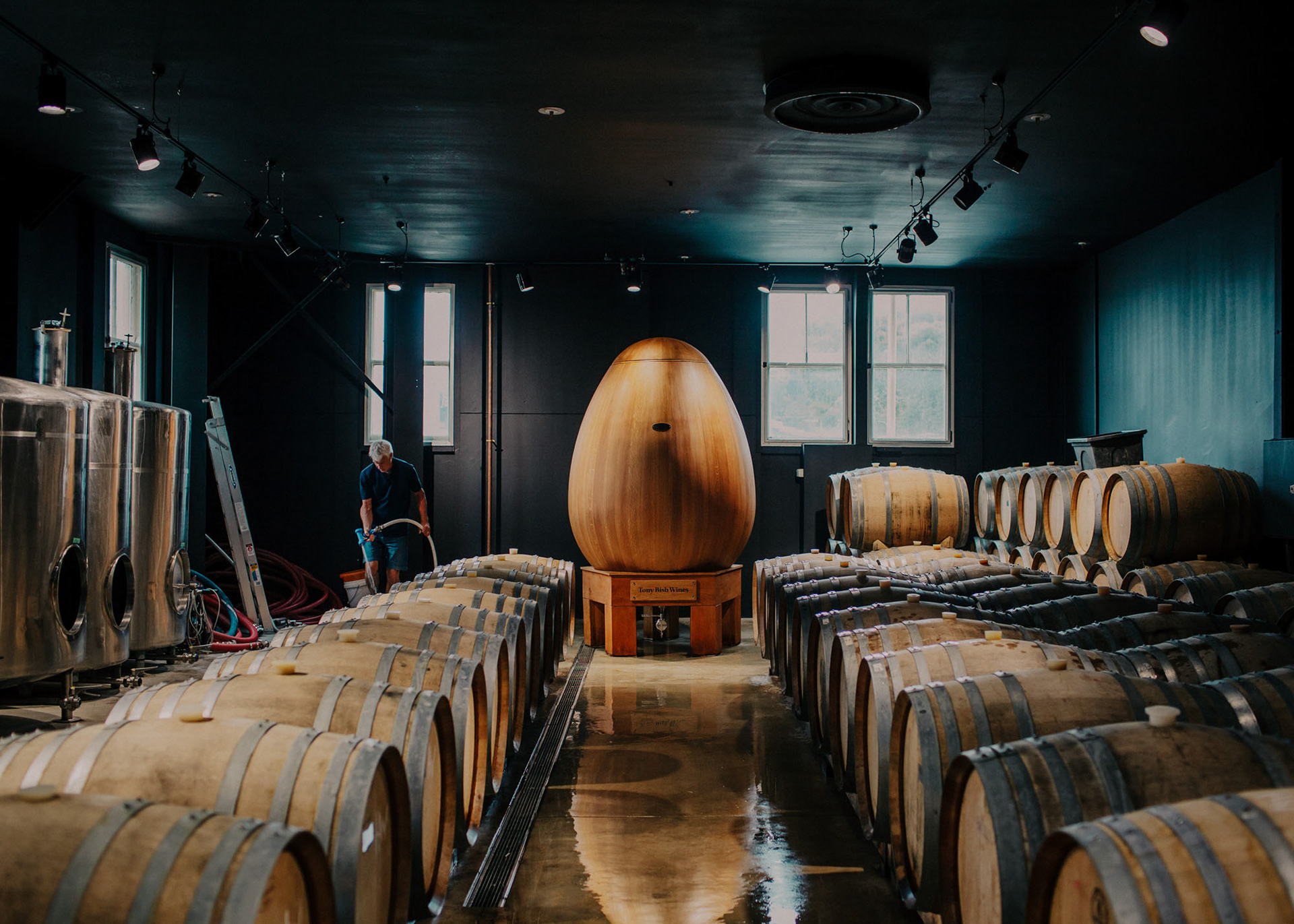 Urban Winery interior view of the barrel room