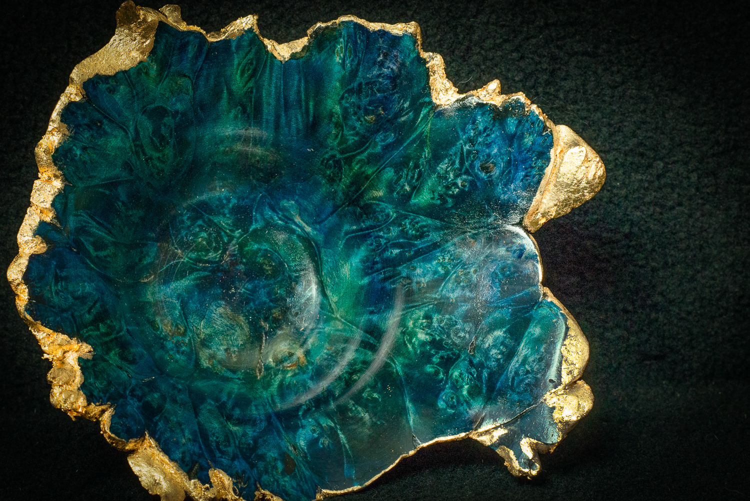 Big Leaf Maple Burl - dye and gold leaf 8" x 3" - $225