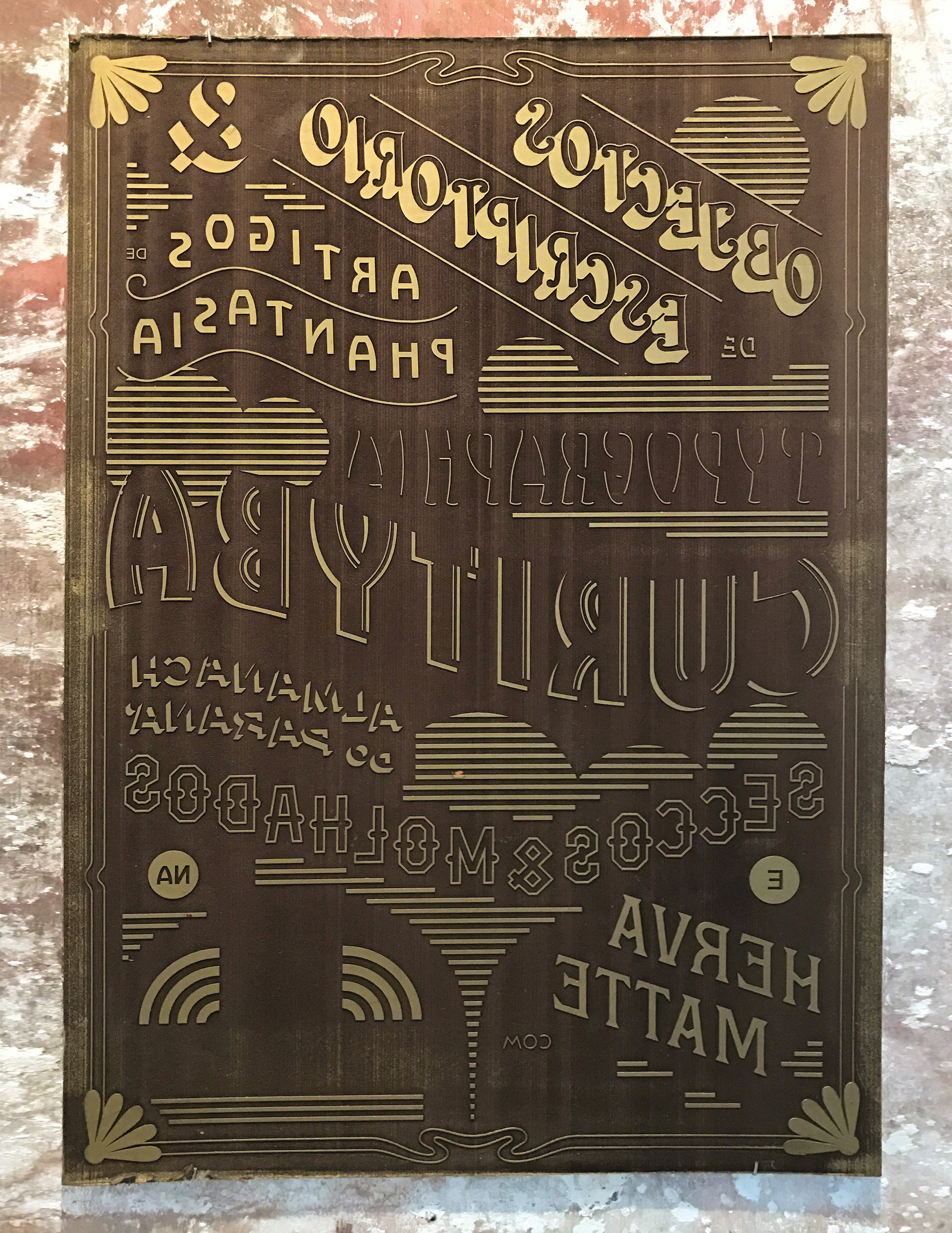 Letterpress printing die for gold ink.