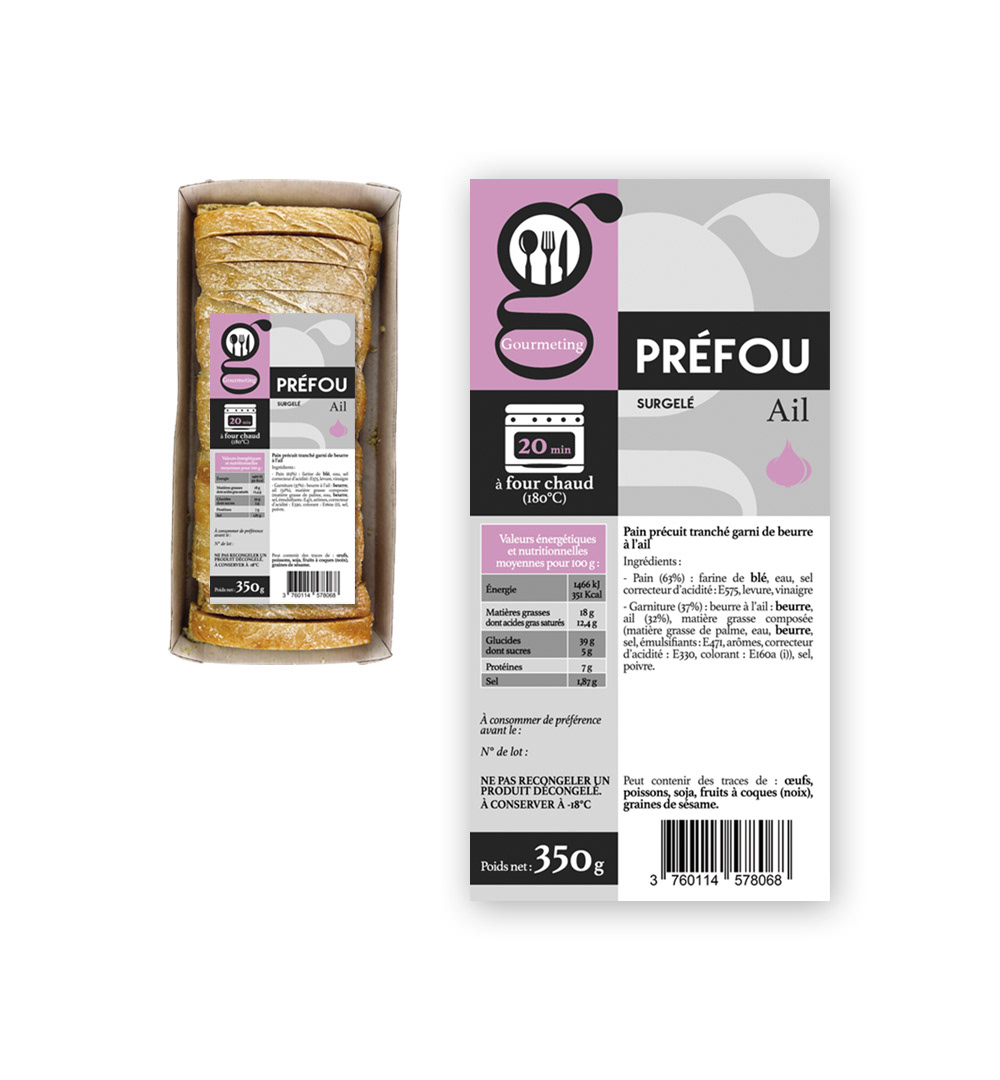 packaging préfou, pack, étiquette, création graphique, packaging alimentaire, étiquette food, foodpack