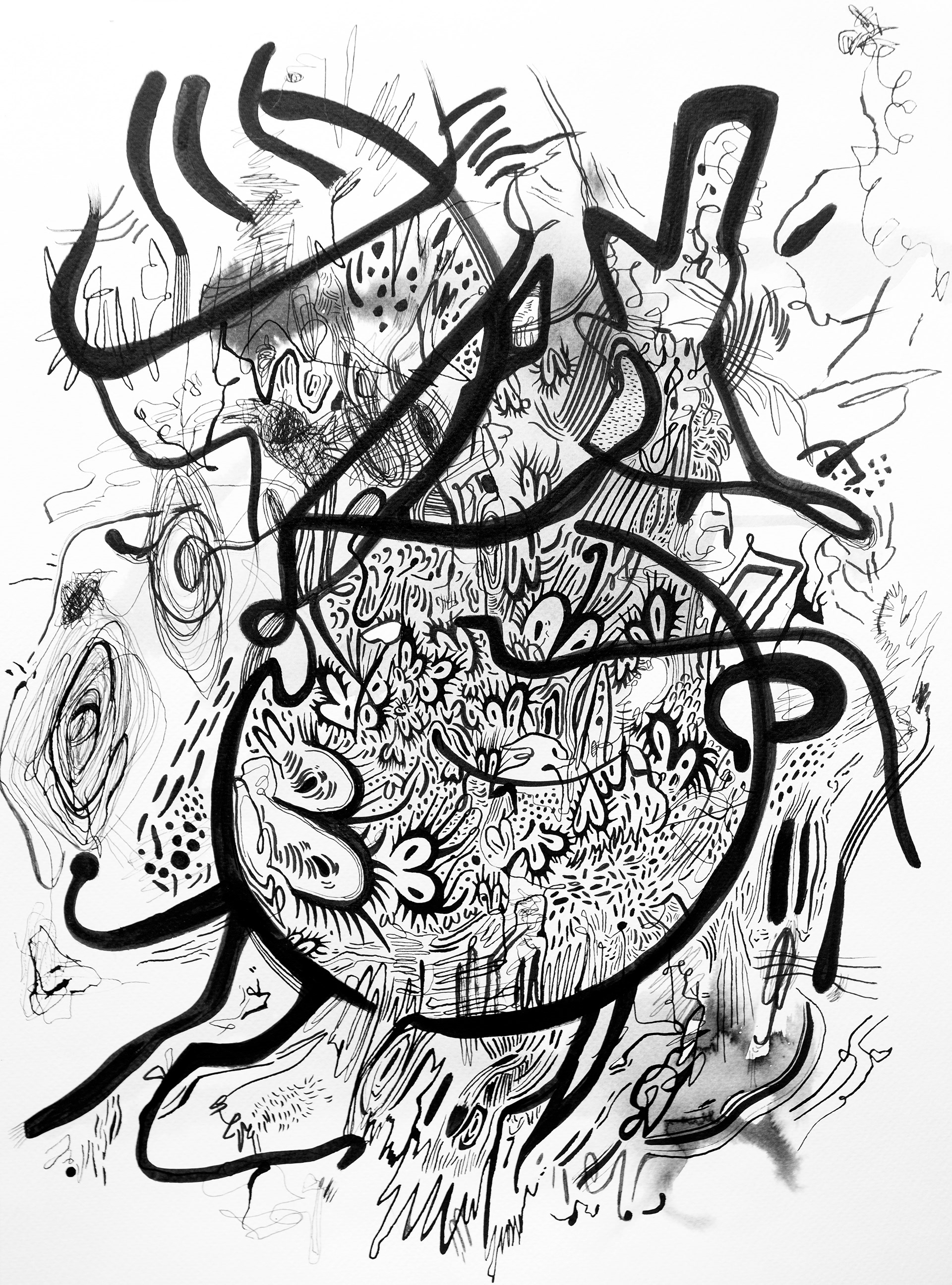 Portrait IV tinta y acuarela sobre papel 48x36