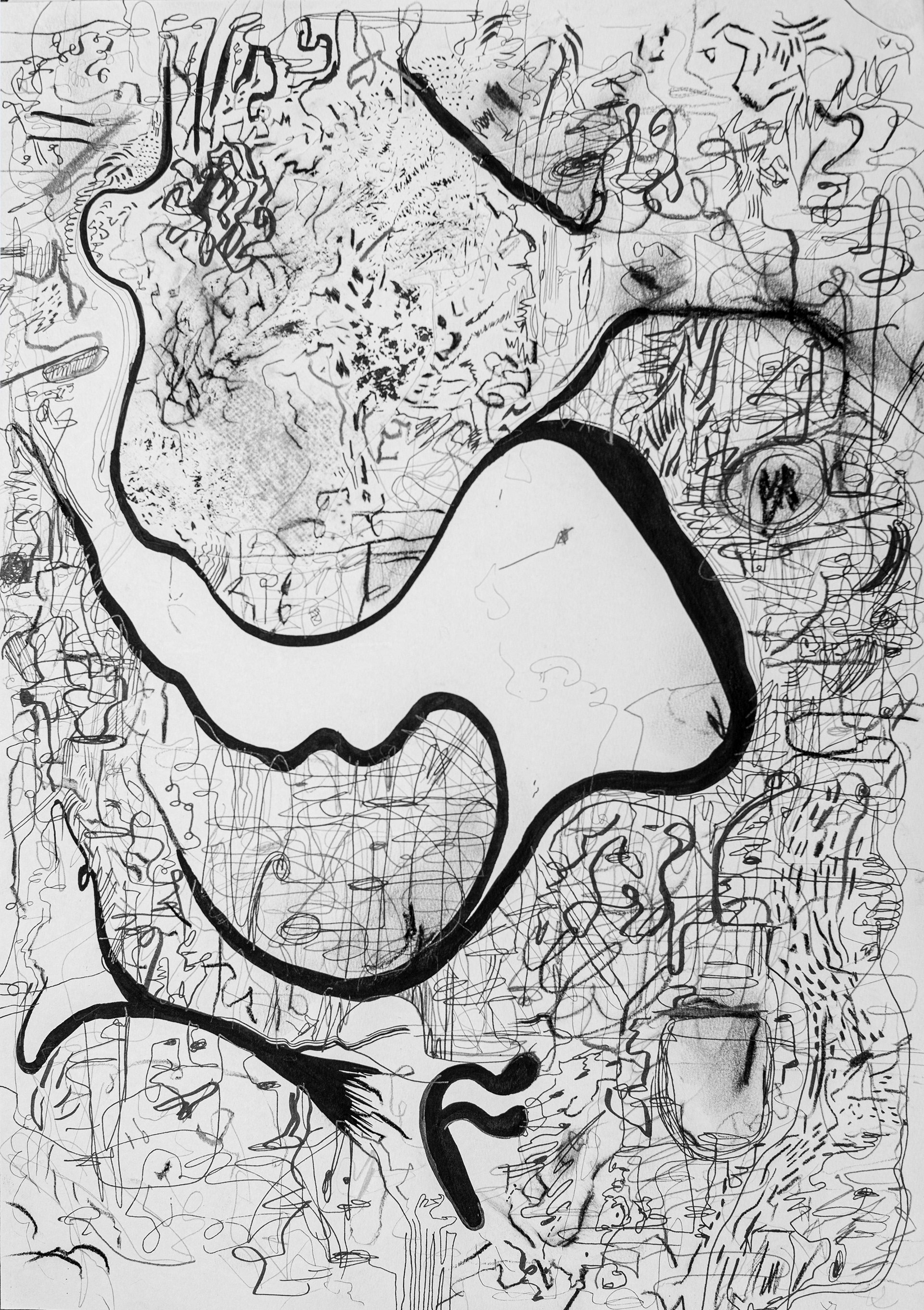 Universe XXIV tinta, grafito y carbonilla sobre papel 30x42