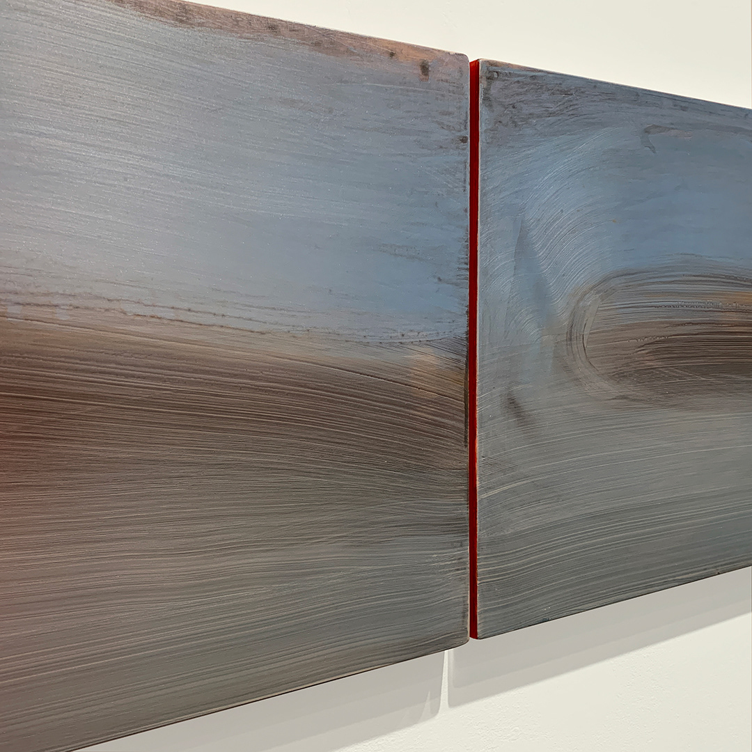 JohnBreakeyStdio; 2020 Detail, Warm Grey Lenticular painting; diptych