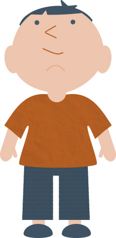 Male character illustration created for medical booklet design, shown looking up.