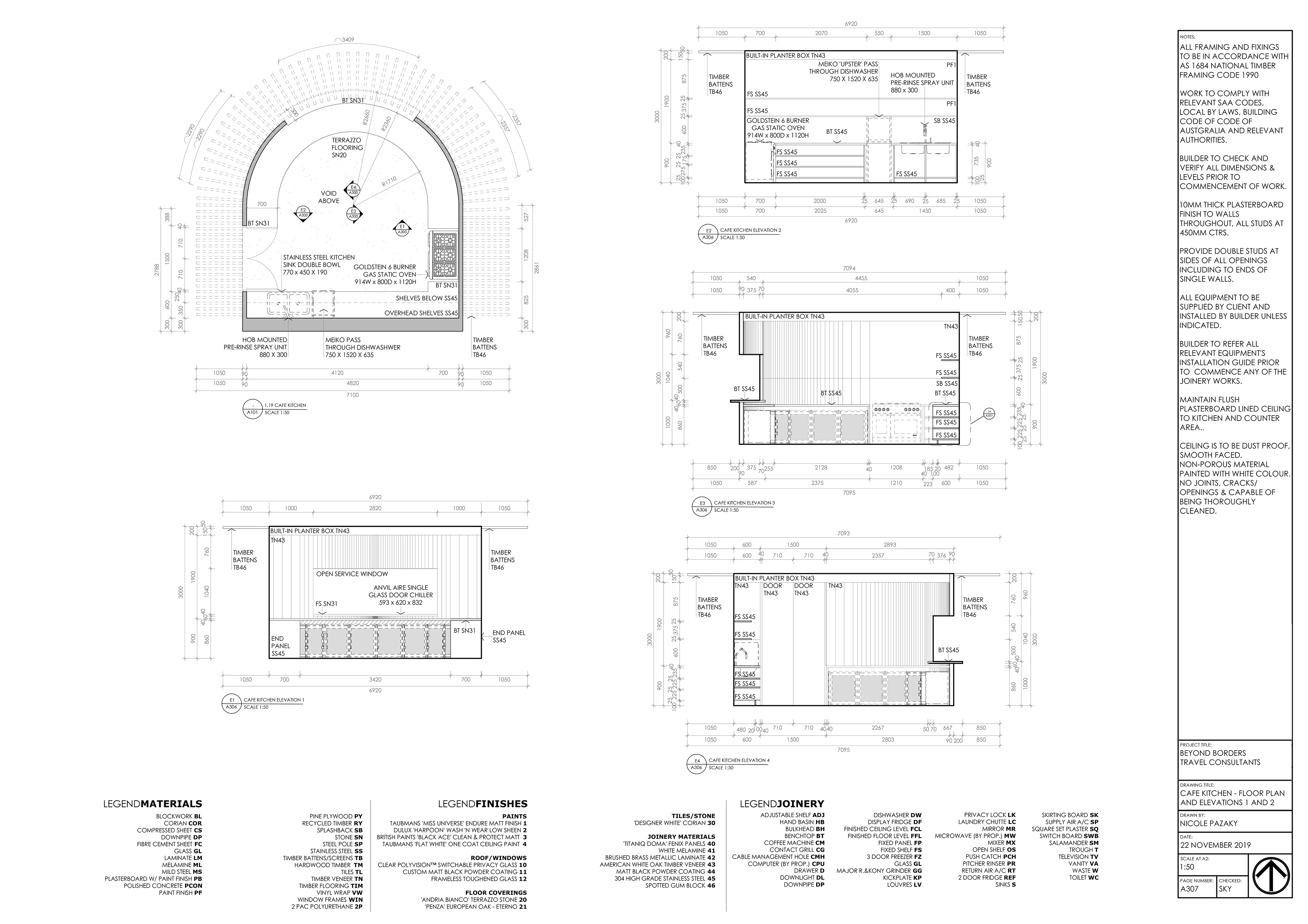 THE CAFE KITCHEN FLOORPLAN AND ELEVATIONS