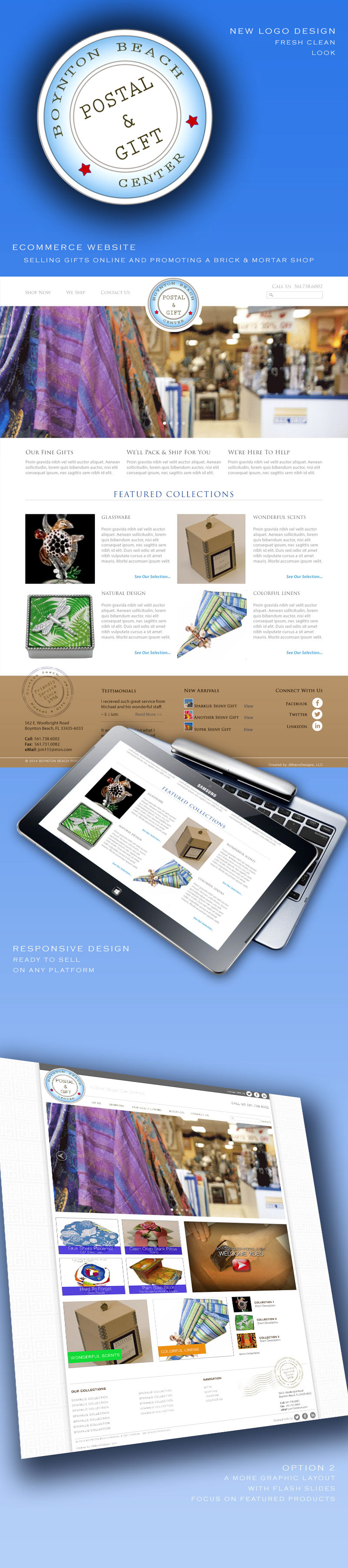 J Milano Designs Web Portfolio - Boynton Beach Postal & Gift Web Design