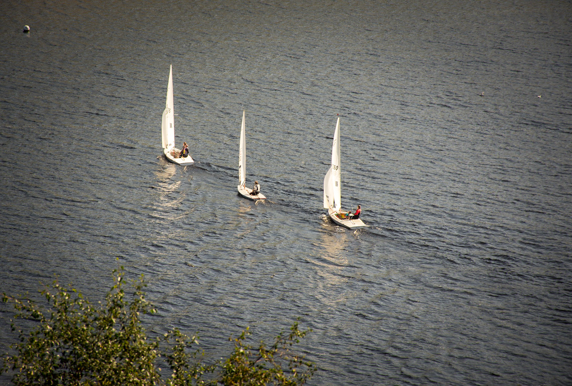 Three men in three boats