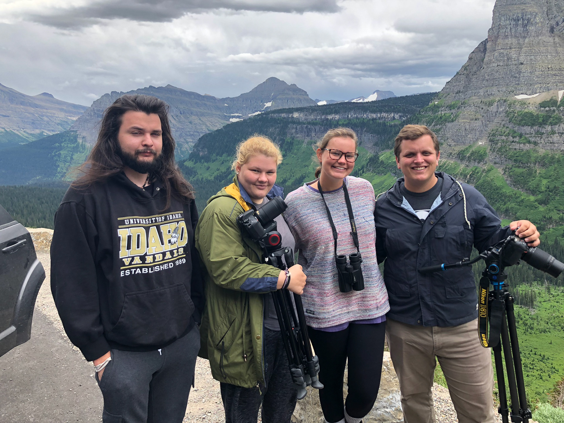 At Glacier National Park, Jessie Shiflett, Randie Sumner, Jamie Worsley, and Landon Rowe.