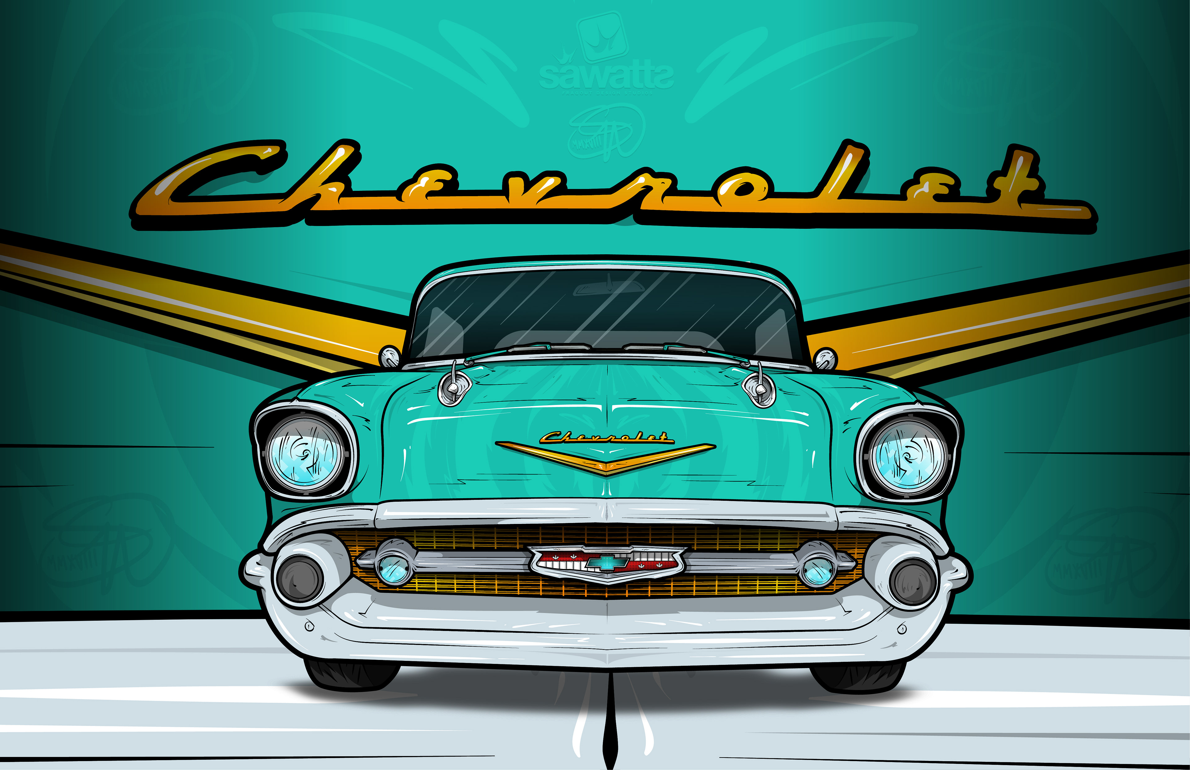 Fragout Design Studios Classic 57 Chevrolet Bel Air Illustration Project