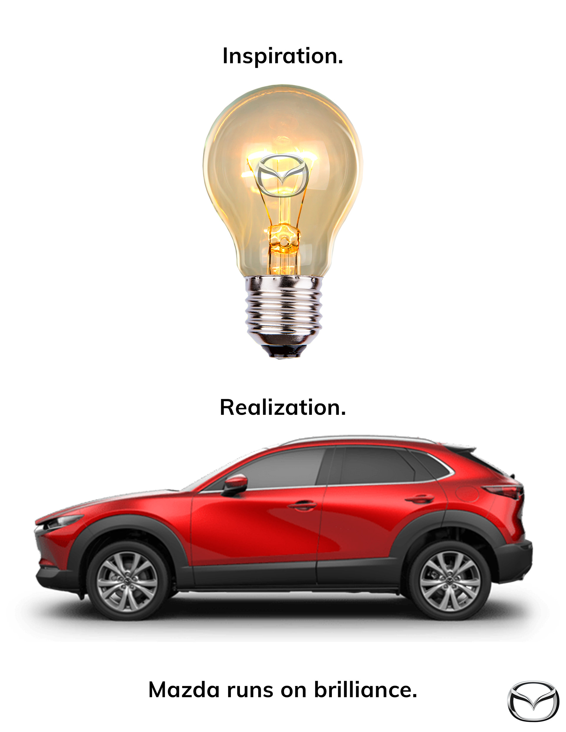 The Mazda acts as the filament. My design skills are so-so.