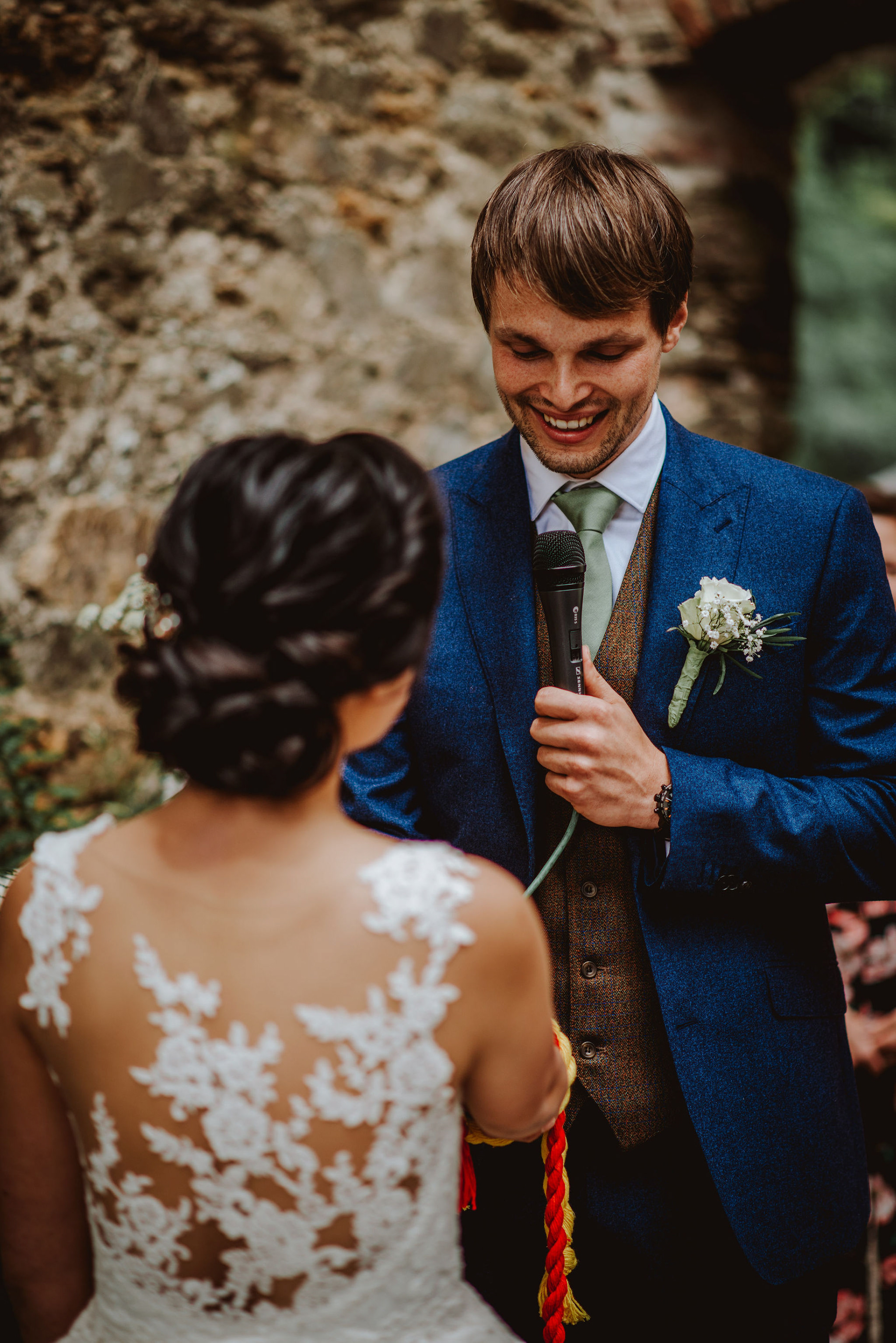 smiling groom ceremony