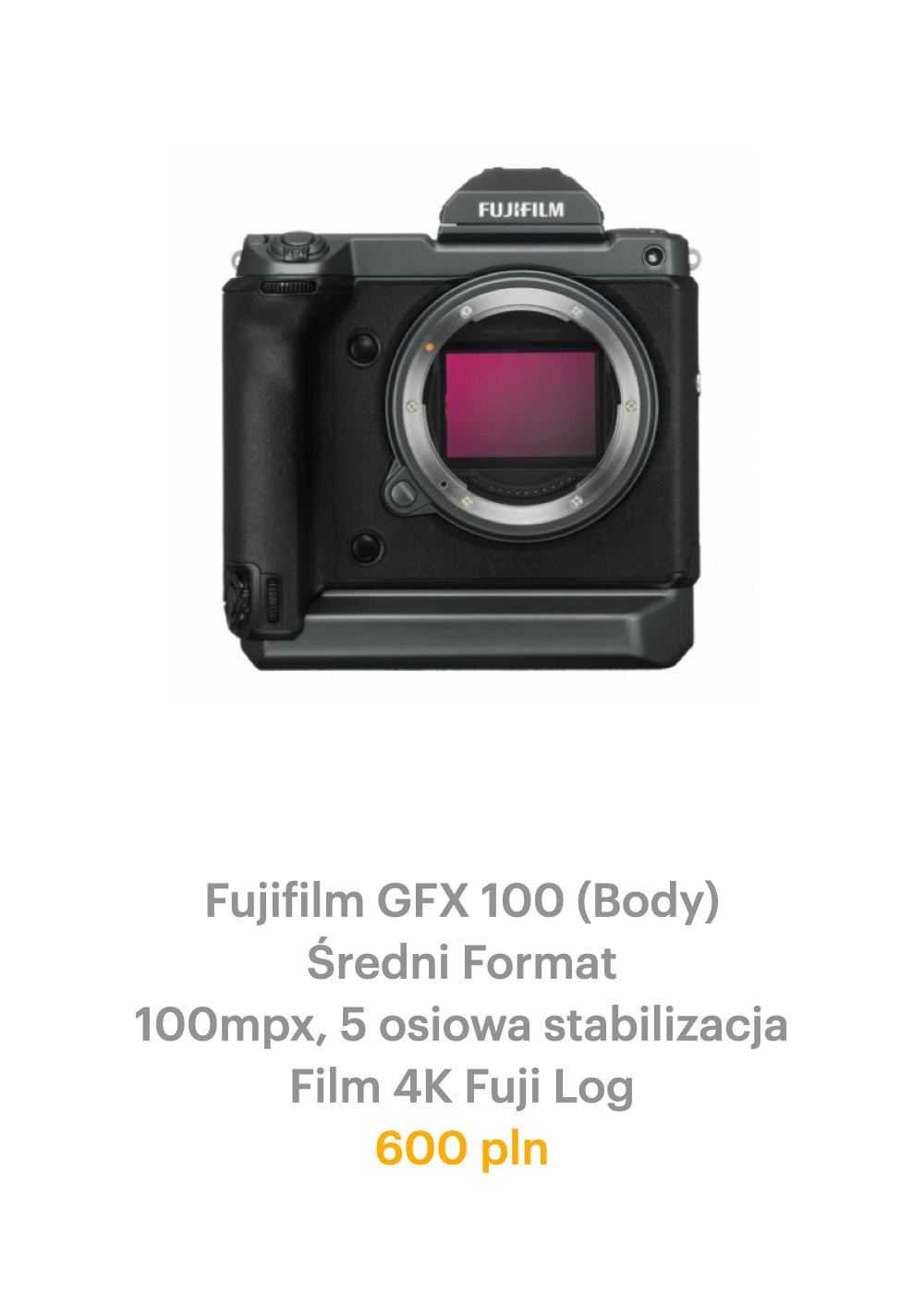 Fujifilm GFX 100 wynajem rental