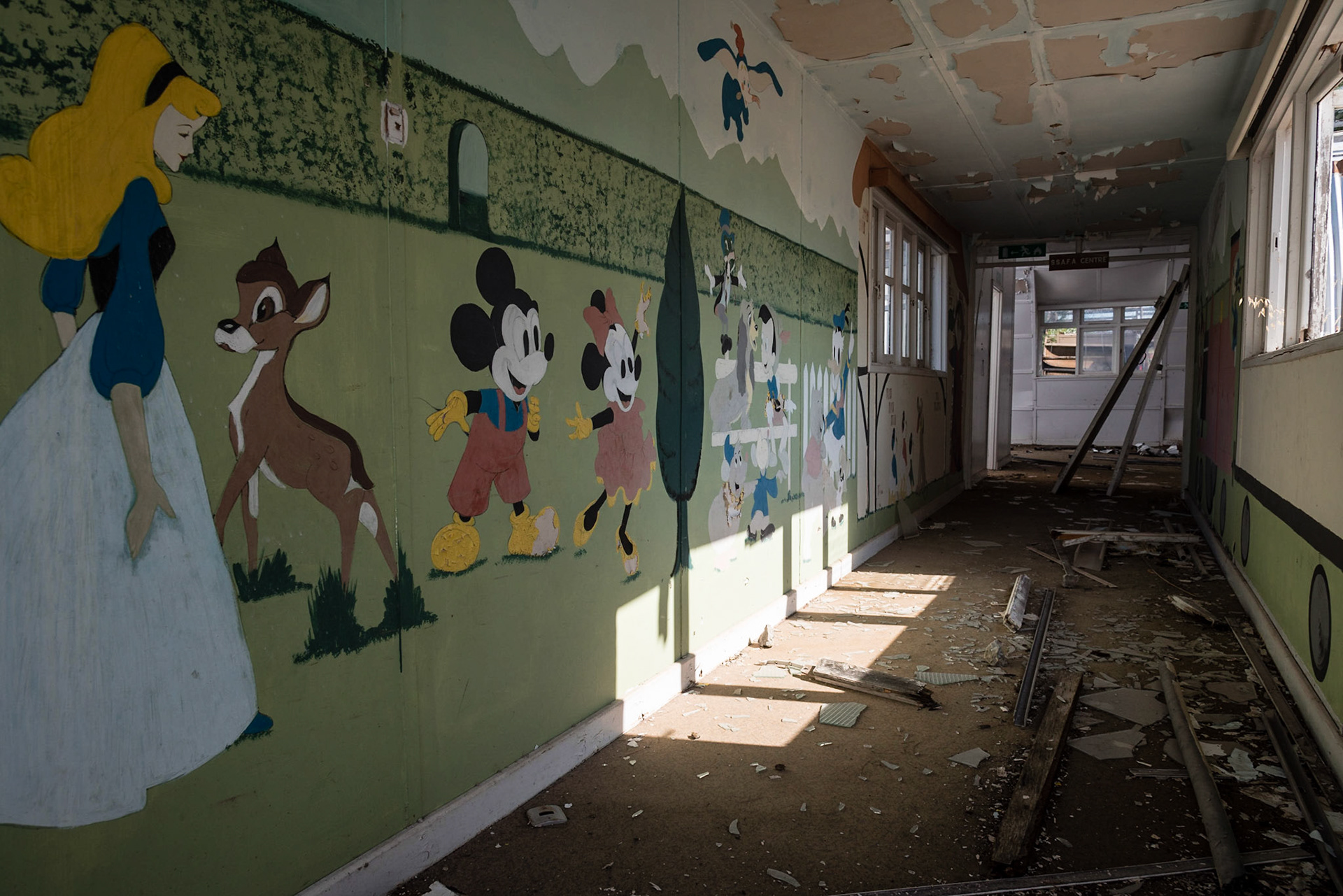 Kids drawings at the SSAFA hospital at the abandoned Berengaria Village in Limassol, Cyprus