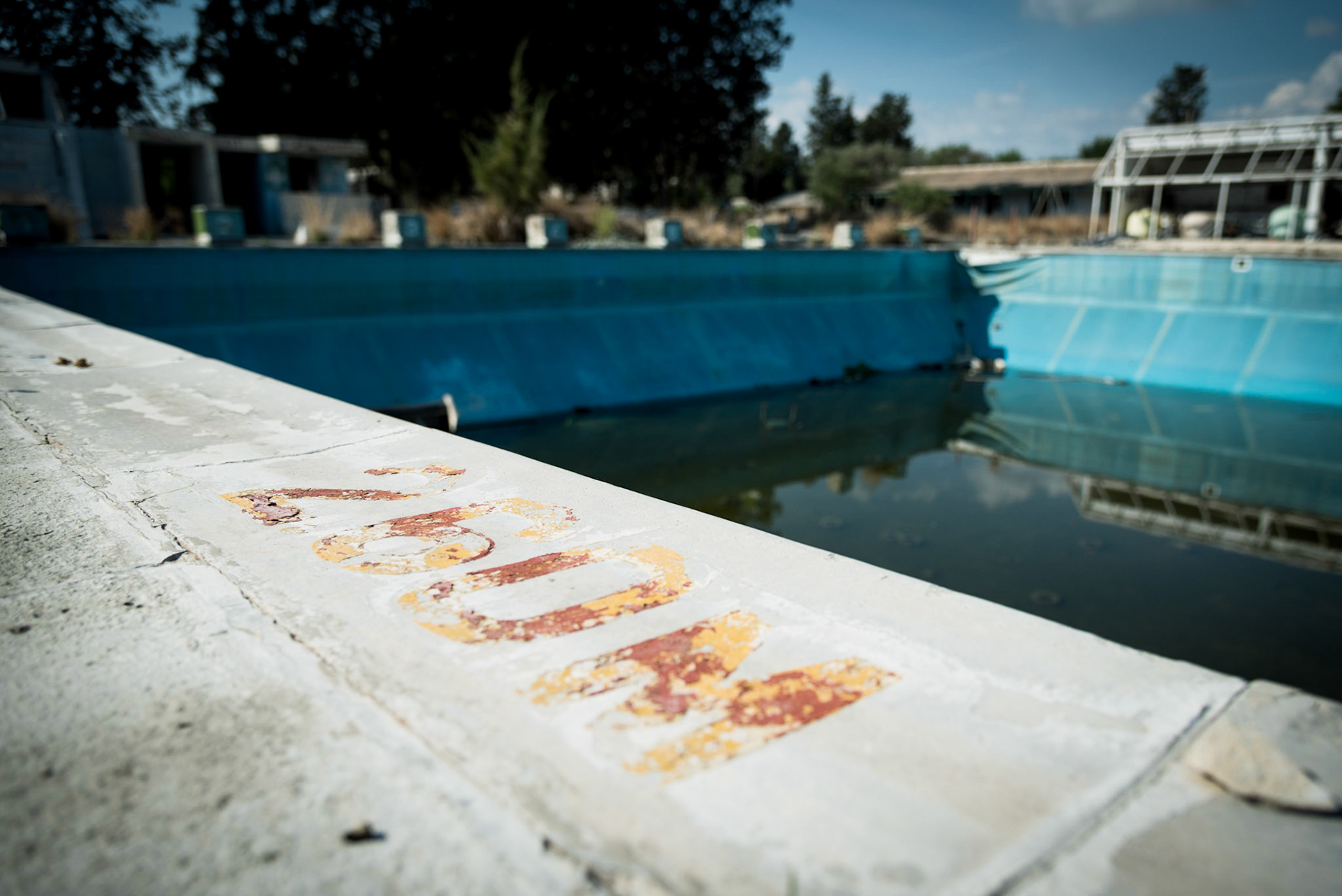 Swimming pool at the abandoned Berengaria Village in Limassol, Cyprus