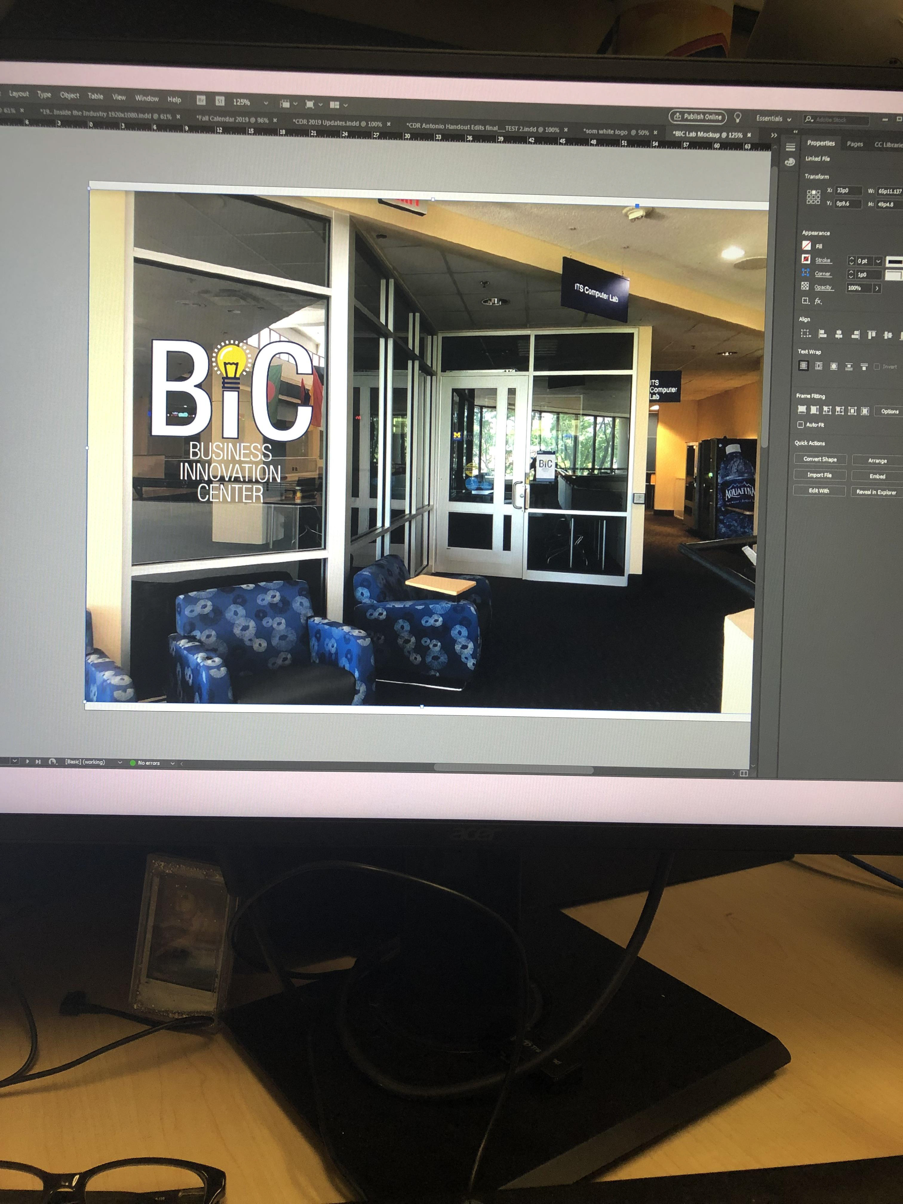The BIC lab was designed by creating scaled versions of the decals in a digital format.