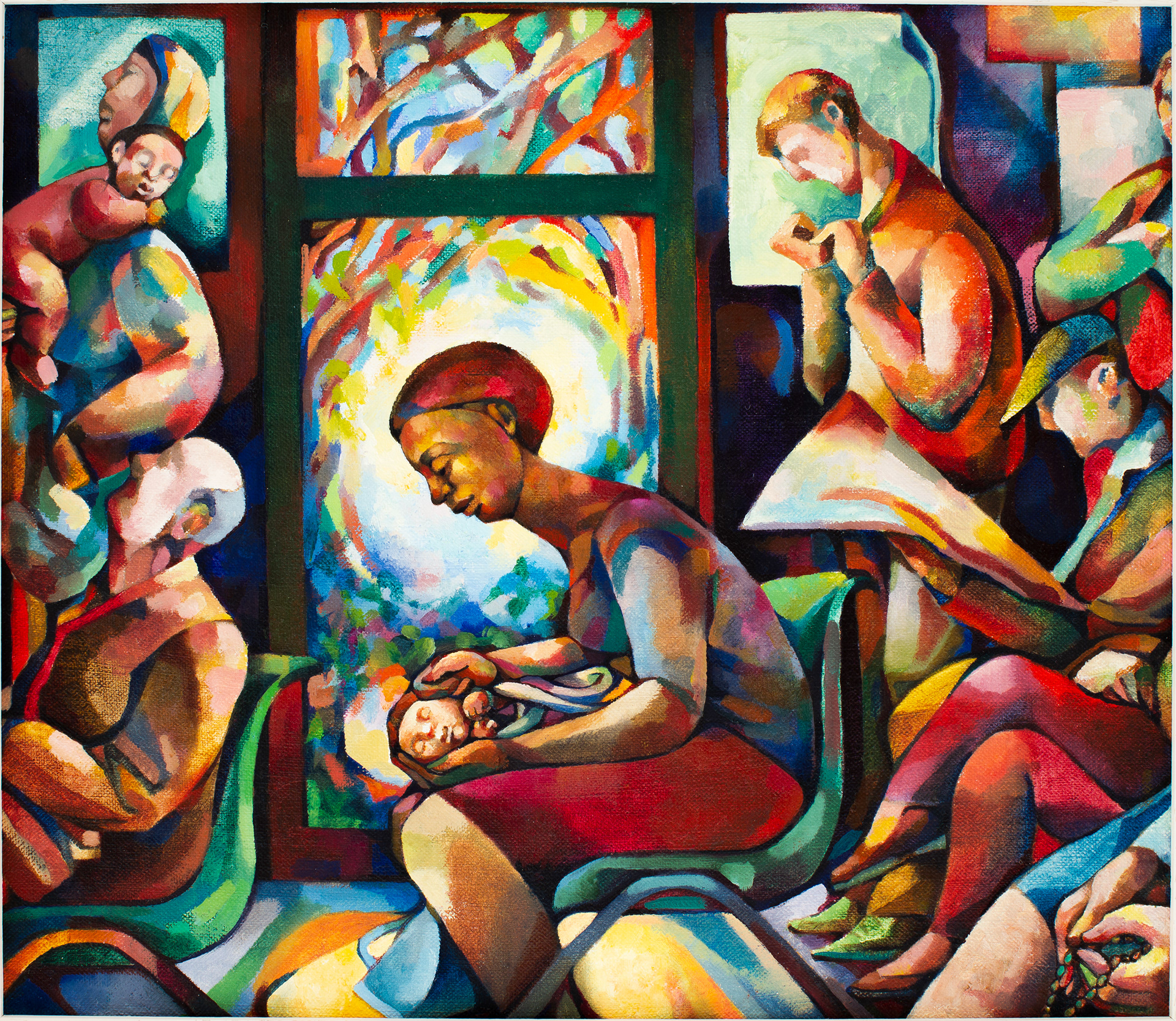 Woman Loving her Baby in the Housing Benefit Office