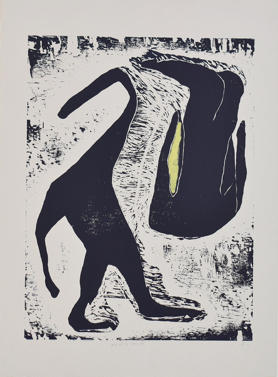 Horses and His Wife, woodcut, 30x22", 2017