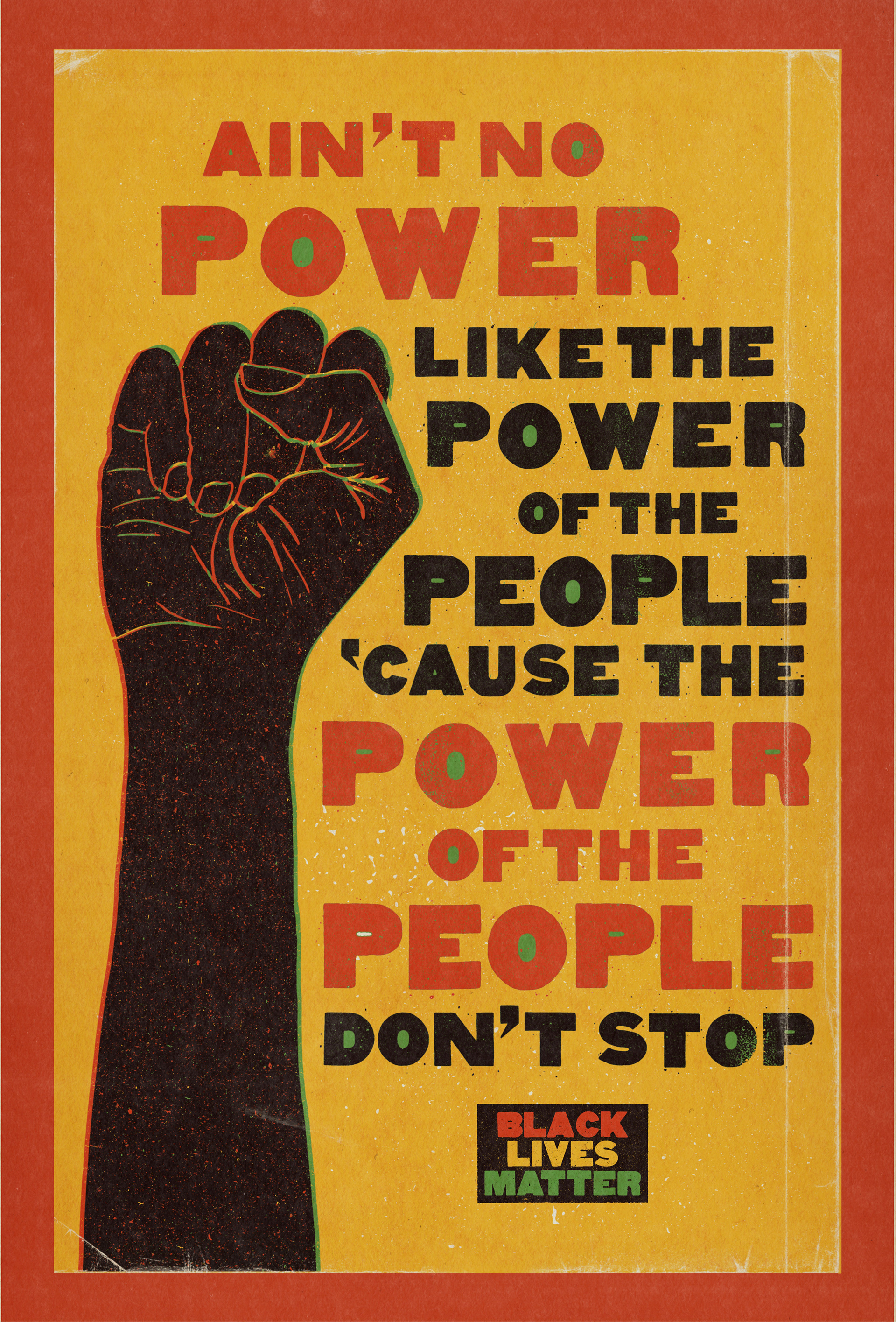 Ain't No Power Like The Power Of The People / Protest Warrior Cry Series 2020 12″ x 18″ Digital Illustration “Ain’t no power like the power of the people ’cause the power of the people don’t stop” is one of my favorite chants. The origin of the chant is unknown, although multiple musicians and movements have utilized it. The meaning: The people have the power to bring about change. This artwork was created in celebration of Juneteenth - a symbol of total freedom. It is the first nationally celebrated holiday of the end of slavery for the last people still in chains in the United States. June 19, 1865 – 155 years ago, two years after the Emancipation Proclamation, remote Texan slaves finally received news that they were no longer the property of slave owners.