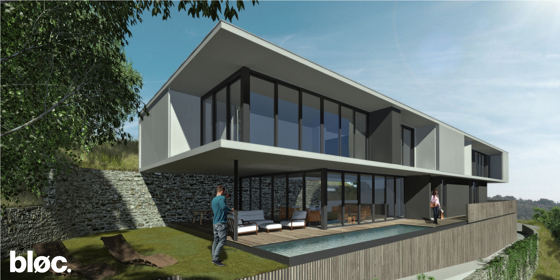 Side elevation for a 3 storey modern home with movable aluminium screens removed